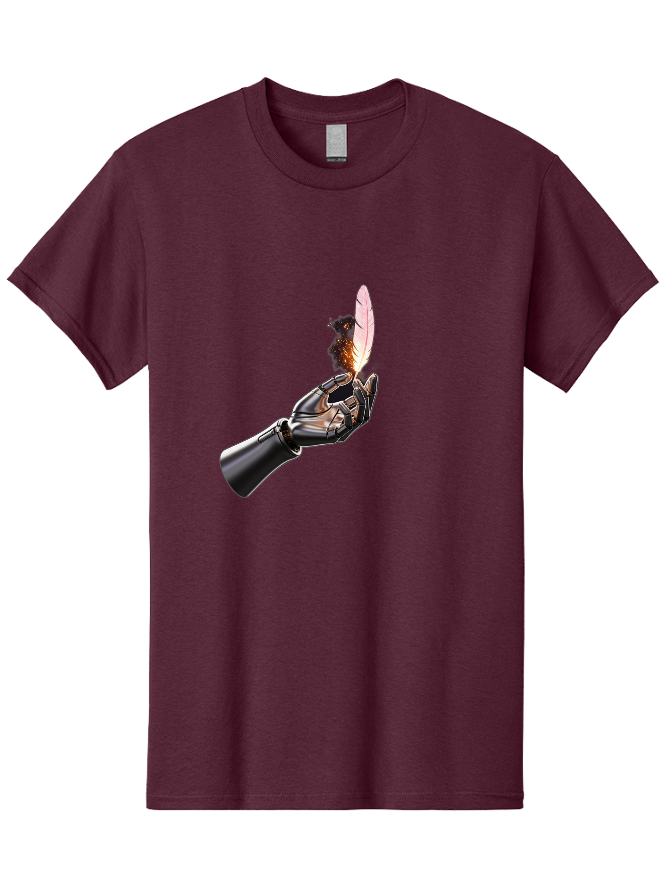 Robot-Hand-Holding-Feather-1 Men'S Graphic Tee, 100% Cotton, Comfortable Casual Summer Wear, Machine Washable, Vintage Camera, Old Camera, Antique Camera, Black Camera, Classic Photography, Photography Equipment, Nostalgic Device, Film Camera, Bao802 15