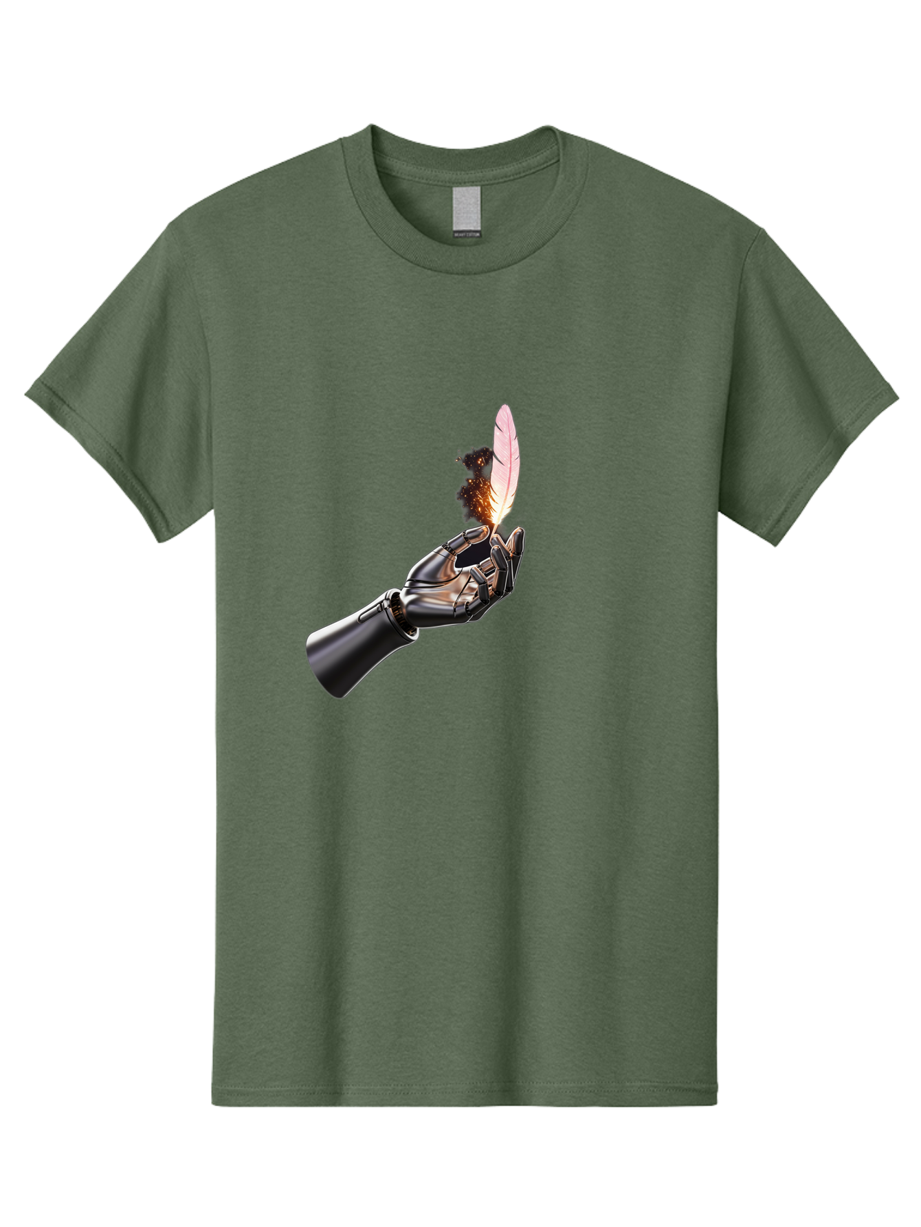 Robot-Hand-Holding-Feather-1 Men'S Graphic Tee, 100% Cotton, Comfortable Casual Summer Wear, Machine Washable, Vintage Camera, Old Camera, Antique Camera, Black Camera, Classic Photography, Photography Equipment, Nostalgic Device, Film Camera, Bao802 9