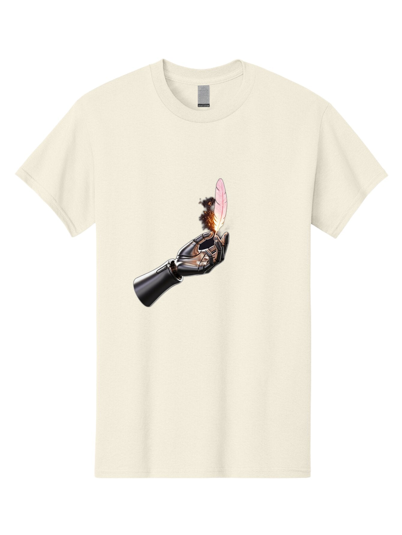 Robot-Hand-Holding-Feather-1 Men'S Graphic Tee, 100% Cotton, Comfortable Casual Summer Wear, Machine Washable, Vintage Camera, Old Camera, Antique Camera, Black Camera, Classic Photography, Photography Equipment, Nostalgic Device, Film Camera, Bao802 15