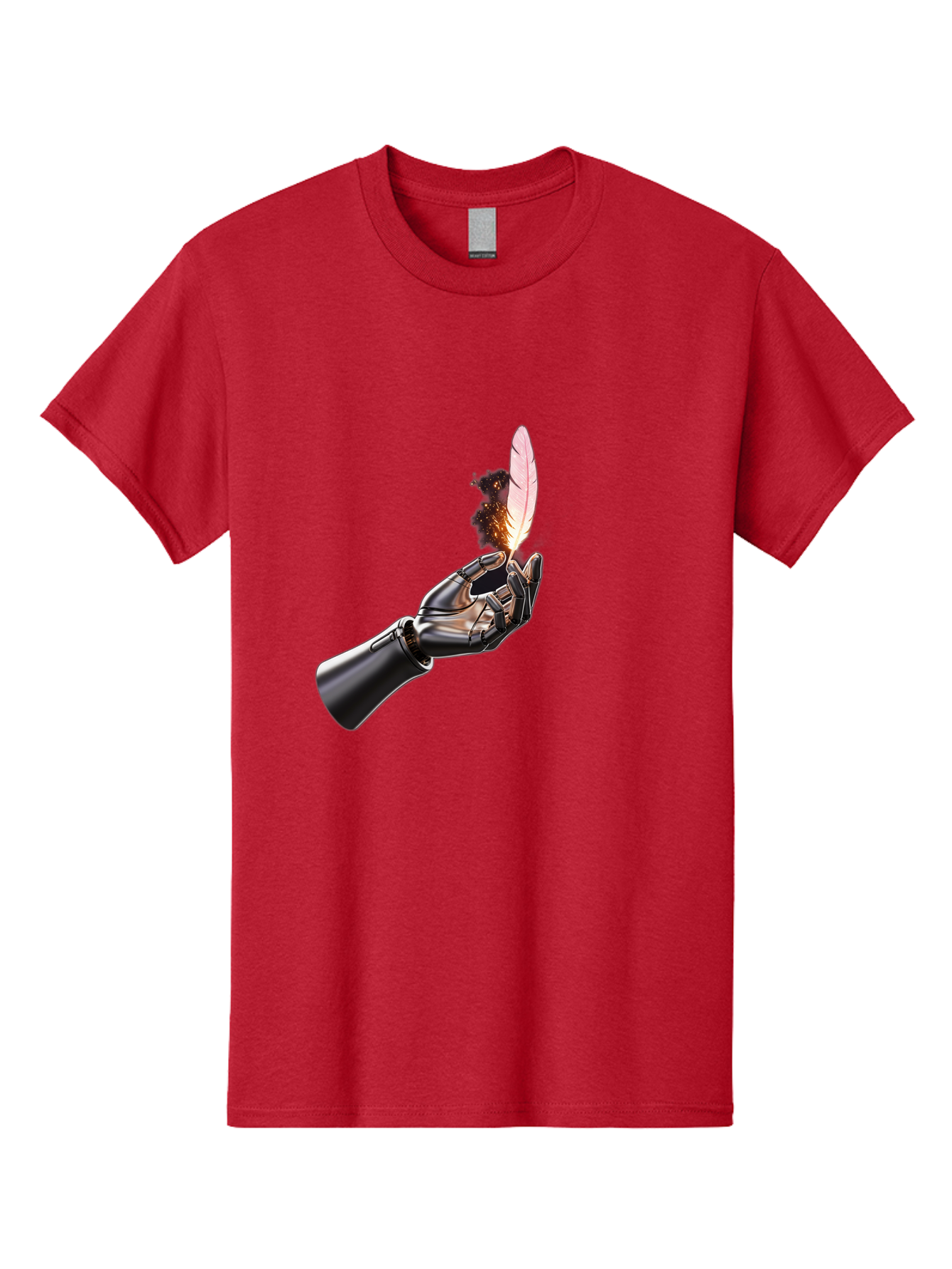 Robot-Hand-Holding-Feather-1 Men'S Graphic Tee, 100% Cotton, Comfortable Casual Summer Wear, Machine Washable, Vintage Camera, Old Camera, Antique Camera, Black Camera, Classic Photography, Photography Equipment, Nostalgic Device, Film Camera, Bao802 6