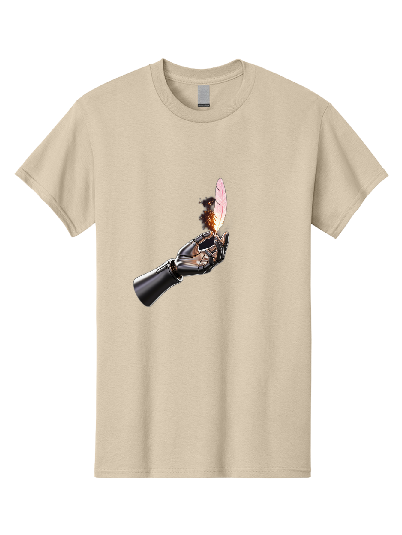 Robot-Hand-Holding-Feather-1 Men'S Graphic Tee, 100% Cotton, Comfortable Casual Summer Wear, Machine Washable, Vintage Camera, Old Camera, Antique Camera, Black Camera, Classic Photography, Photography Equipment, Nostalgic Device, Film Camera, Bao802 5
