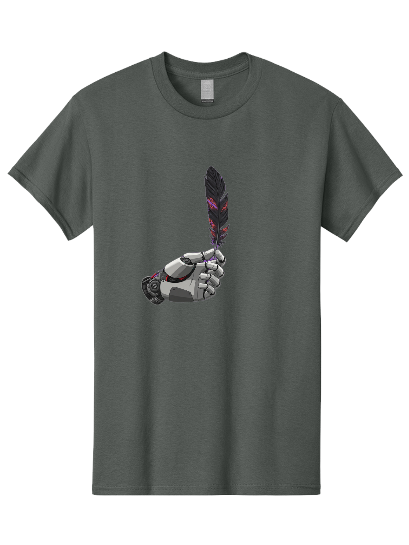 Robot-Hand-Holding-Feather Men'S Graphic Tee, 100% Cotton, Comfortable Casual Summer Wear, Machine Washable, Vintage Camera, Old Camera, Antique Camera, Black Camera, Classic Photography, Photography Equipment, Nostalgic Device, Film Camera, Bao803