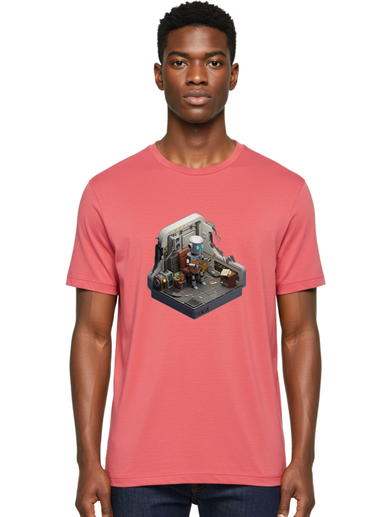 Robot-In-Control-Room Men'S Graphic Tee, 100% Cotton, Comfortable Casual Summer Wear, Machine Washable, Vintage Camera, Old Camera, Antique Camera, Black Camera, Classic Photography, Photography Equipment, Nostalgic Device, Film Camera, Bao804 30