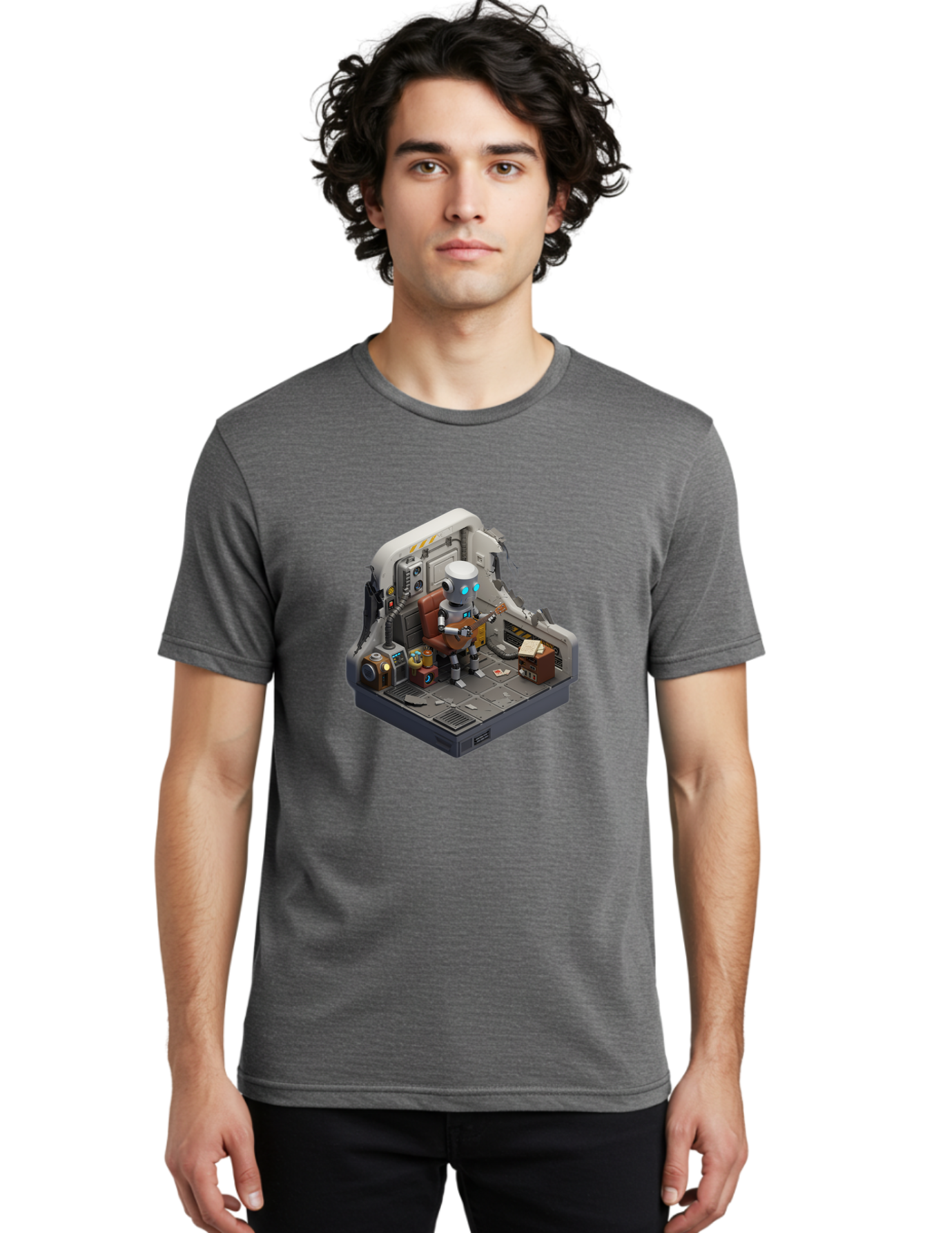 Robot-In-Control-Room Men'S Graphic Tee, 100% Cotton, Comfortable Casual Summer Wear, Machine Washable, Vintage Camera, Old Camera, Antique Camera, Black Camera, Classic Photography, Photography Equipment, Nostalgic Device, Film Camera, Bao804 27