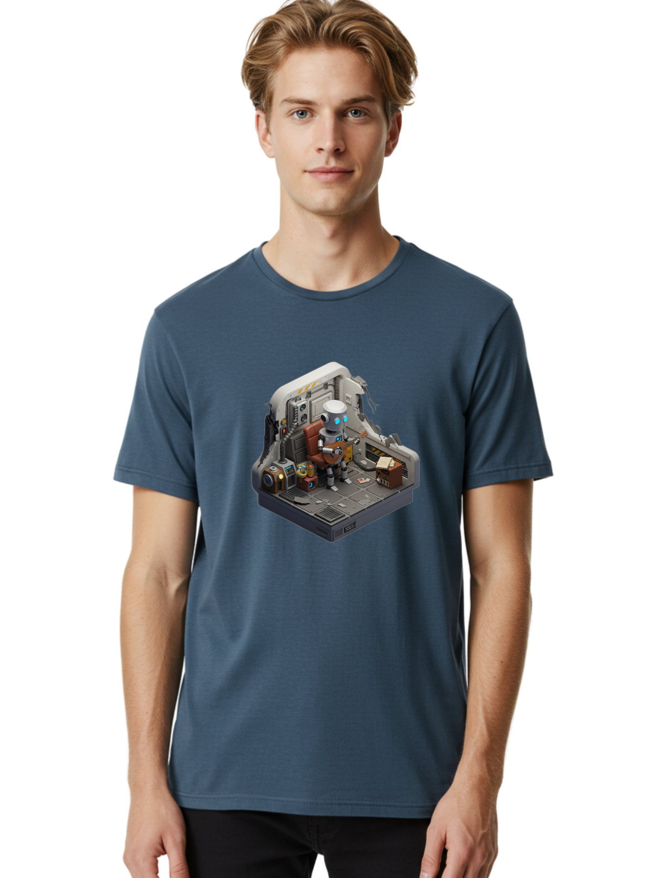 Robot-In-Control-Room Men'S Graphic Tee, 100% Cotton, Comfortable Casual Summer Wear, Machine Washable, Vintage Camera, Old Camera, Antique Camera, Black Camera, Classic Photography, Photography Equipment, Nostalgic Device, Film Camera, Bao804 19