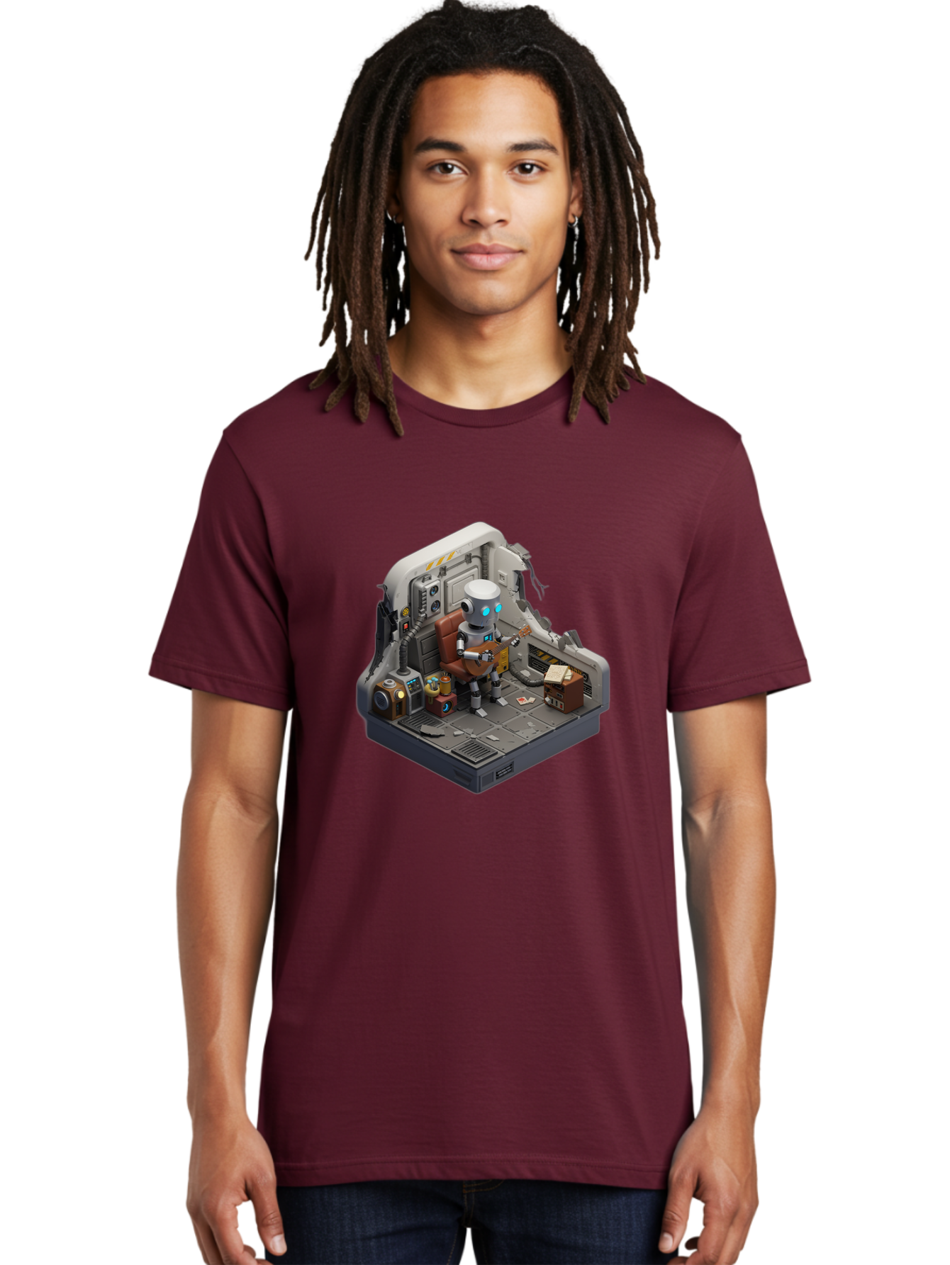 Robot-In-Control-Room Men'S Graphic Tee, 100% Cotton, Comfortable Casual Summer Wear, Machine Washable, Vintage Camera, Old Camera, Antique Camera, Black Camera, Classic Photography, Photography Equipment, Nostalgic Device, Film Camera, Bao804 18