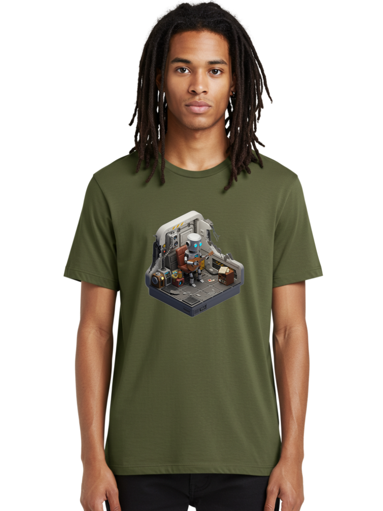Robot-In-Control-Room Men'S Graphic Tee, 100% Cotton, Comfortable Casual Summer Wear, Machine Washable, Vintage Camera, Old Camera, Antique Camera, Black Camera, Classic Photography, Photography Equipment, Nostalgic Device, Film Camera, Bao804 21
