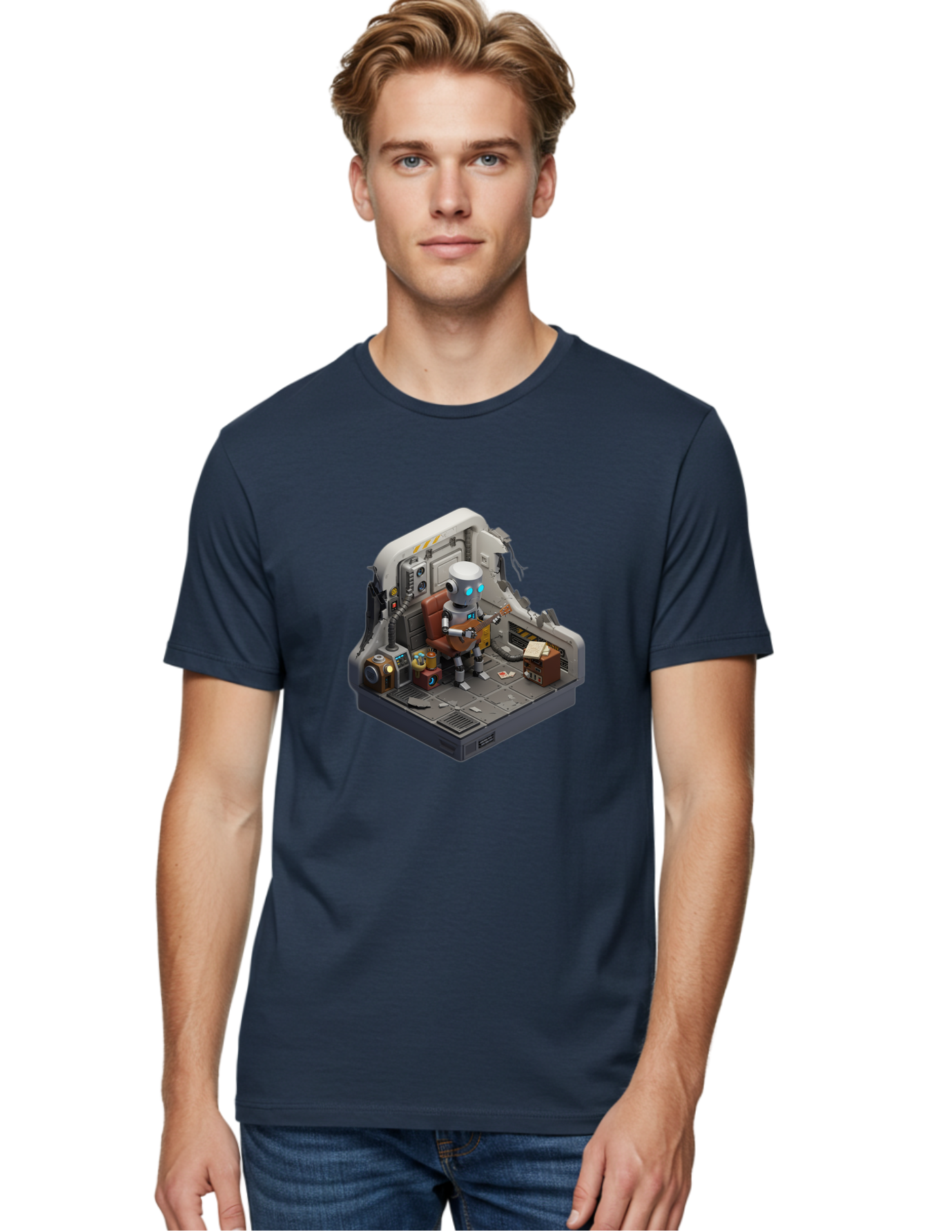 Robot-In-Control-Room Men'S Graphic Tee, 100% Cotton, Comfortable Casual Summer Wear, Machine Washable, Vintage Camera, Old Camera, Antique Camera, Black Camera, Classic Photography, Photography Equipment, Nostalgic Device, Film Camera, Bao804 24