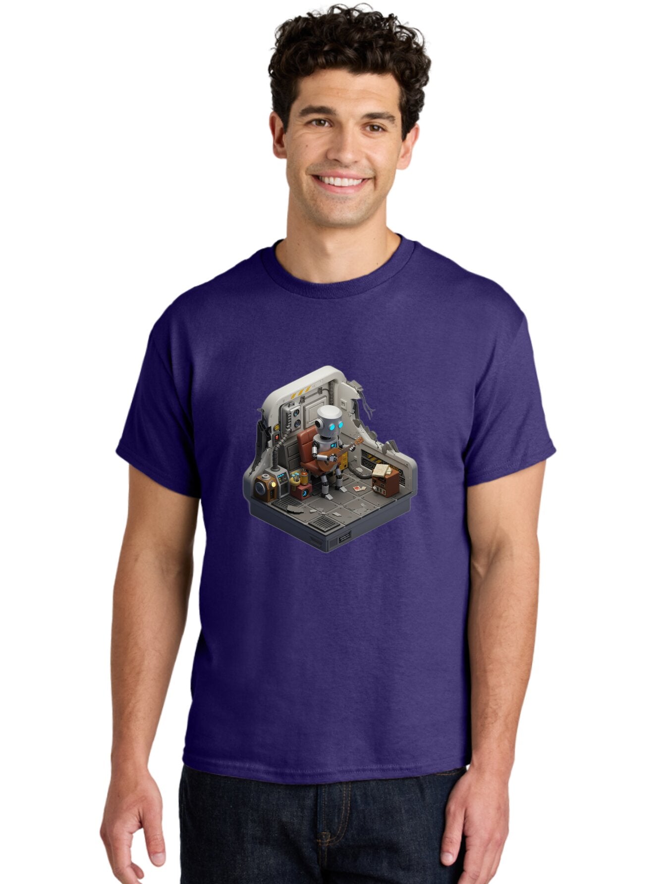 Robot-In-Control-Room Men'S Graphic Tee, 100% Cotton, Comfortable Casual Summer Wear, Machine Washable, Vintage Camera, Old Camera, Antique Camera, Black Camera, Classic Photography, Photography Equipment, Nostalgic Device, Film Camera, Bao804 21