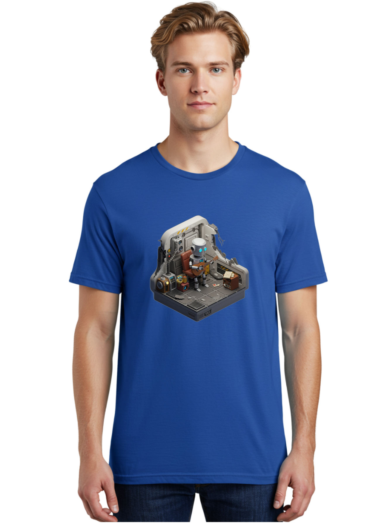 Robot-In-Control-Room Men'S Graphic Tee, 100% Cotton, Comfortable Casual Summer Wear, Machine Washable, Vintage Camera, Old Camera, Antique Camera, Black Camera, Classic Photography, Photography Equipment, Nostalgic Device, Film Camera, Bao804 23