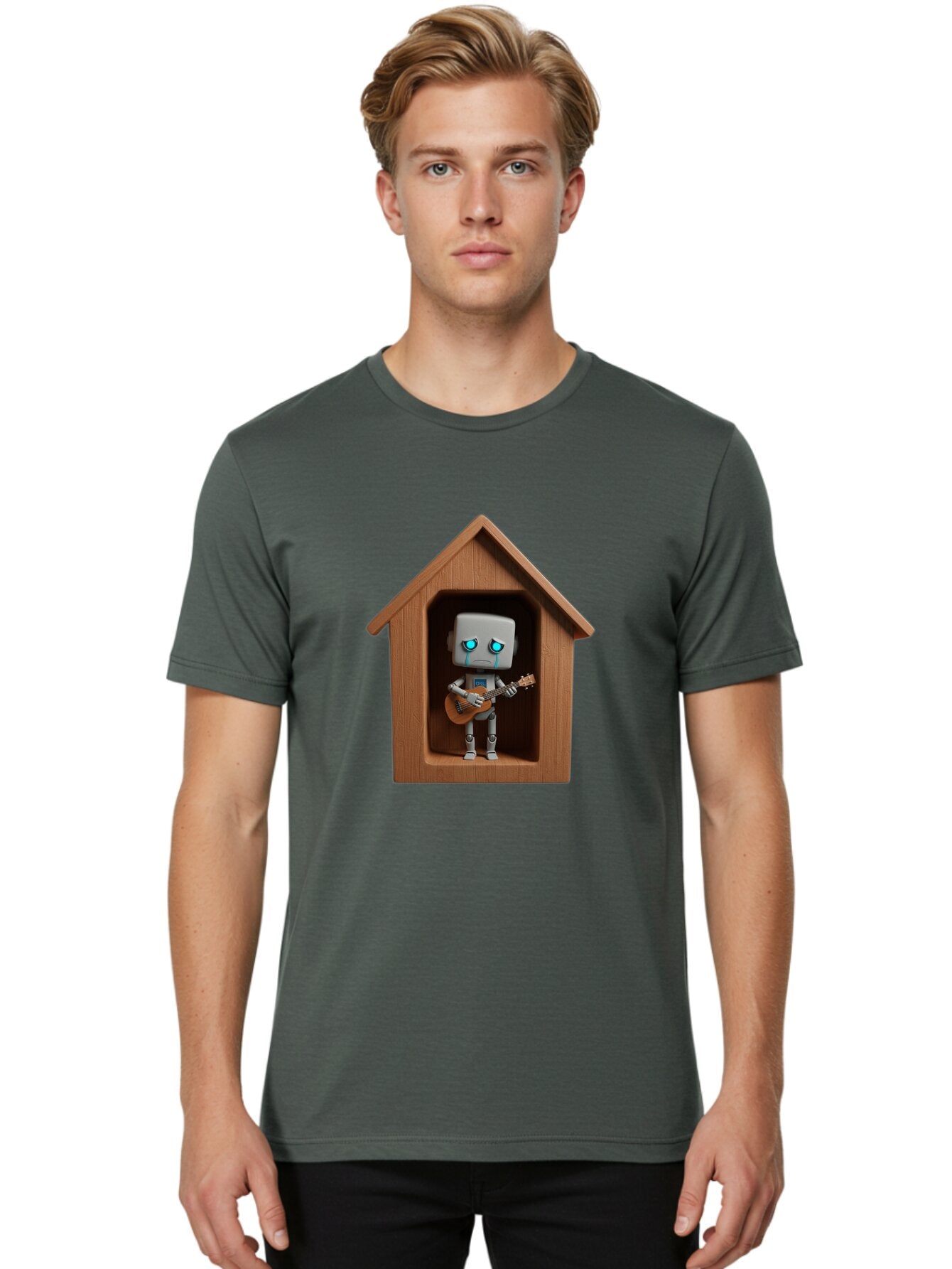 Robot-In-Dog-House Men'S Graphic Tee, 100% Cotton, Comfortable Casual Summer Wear, Machine Washable, Vintage Camera, Old Camera, Antique Camera, Black Camera, Classic Photography, Photography Equipment, Nostalgic Device, Film Camera, Bao805 30