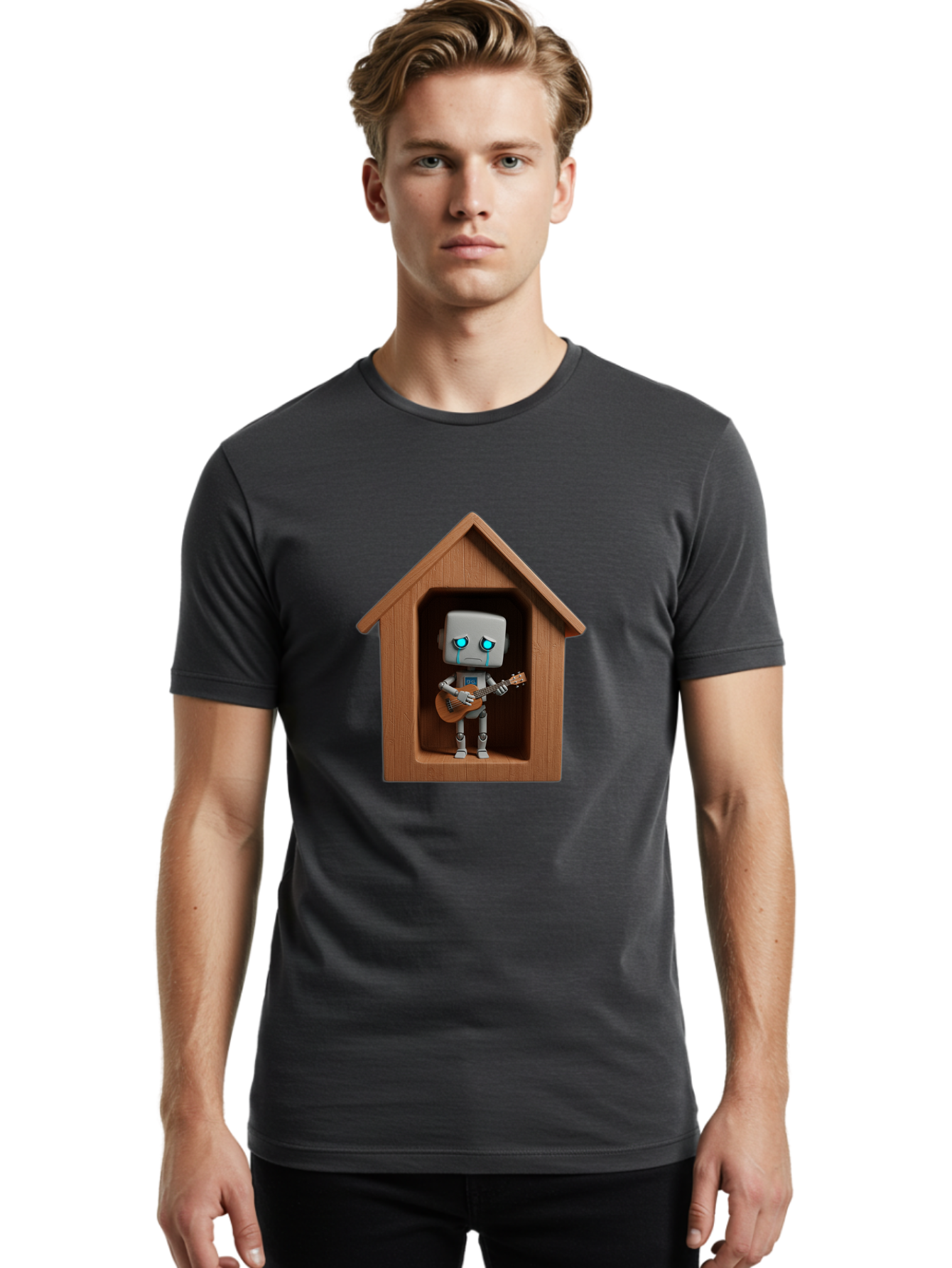 Robot-In-Dog-House Men'S Graphic Tee, 100% Cotton, Comfortable Casual Summer Wear, Machine Washable, Vintage Camera, Old Camera, Antique Camera, Black Camera, Classic Photography, Photography Equipment, Nostalgic Device, Film Camera, Bao805 24