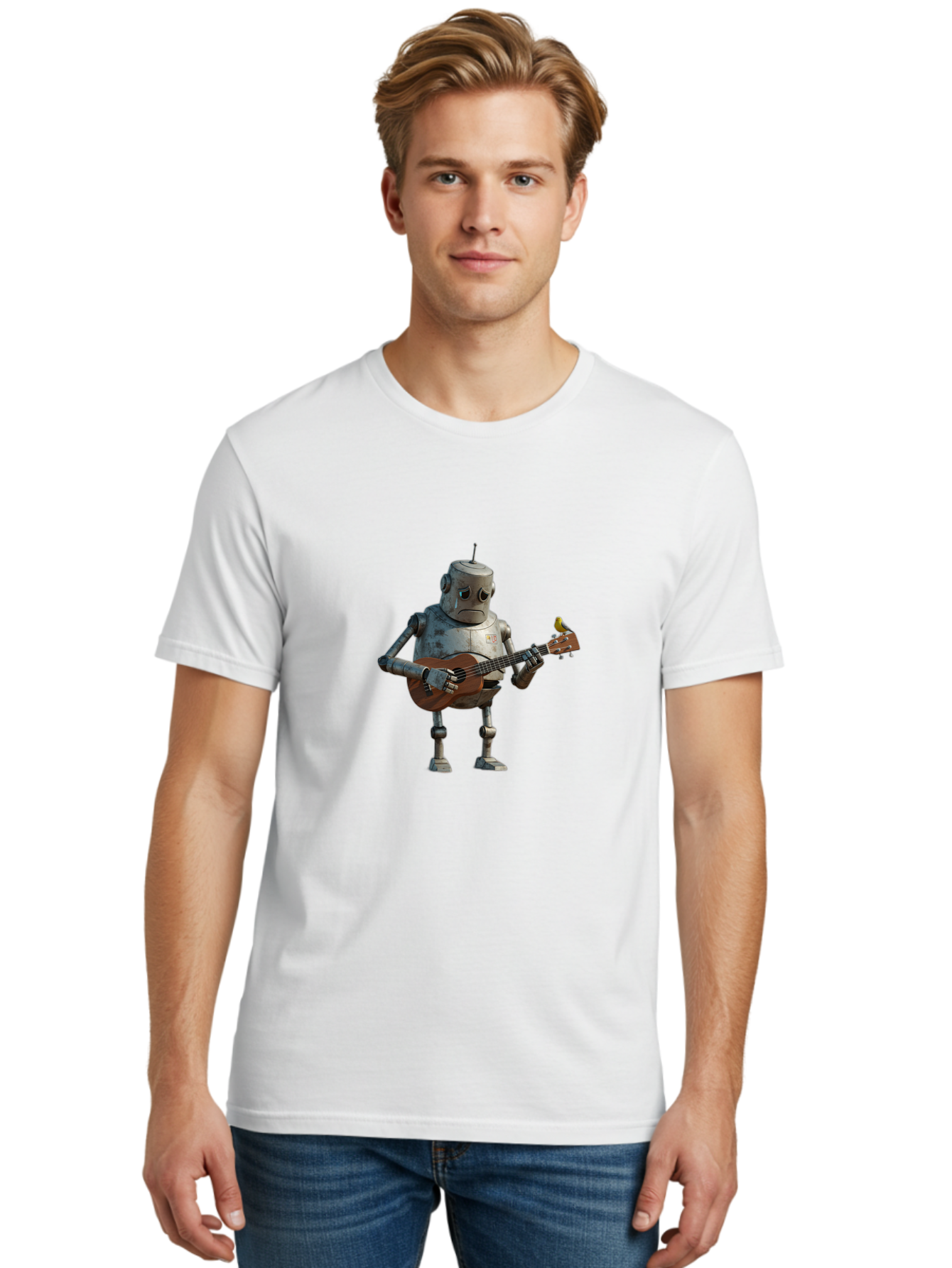 Robot-Playing-Guitar Men'S Graphic Tee, 100% Cotton, Comfortable Casual Summer Wear, Machine Washable, Vintage Camera, Old Camera, Antique Camera, Black Camera, Classic Photography, Photography Equipment, Nostalgic Device, Film Camera, Bao806 24