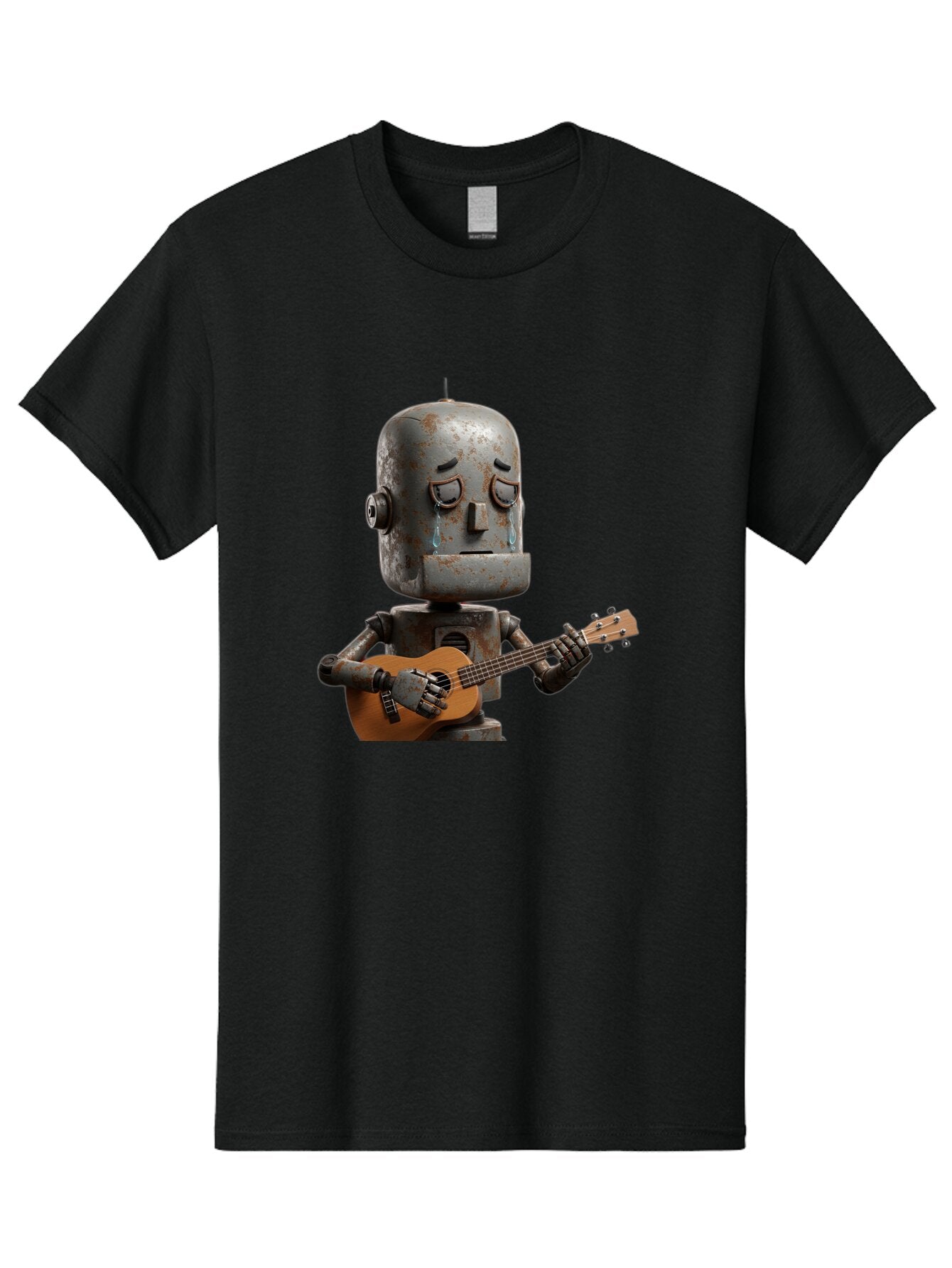 Sad-Robot-Playing-Guitar Men'S Graphic Tee, 100% Cotton, Comfortable Casual Summer Wear, Machine Washable, Vintage Camera, Old Camera, Antique Camera, Black Camera, Classic Photography, Photography Equipment, Nostalgic Device, Film Camera, Bao838 7