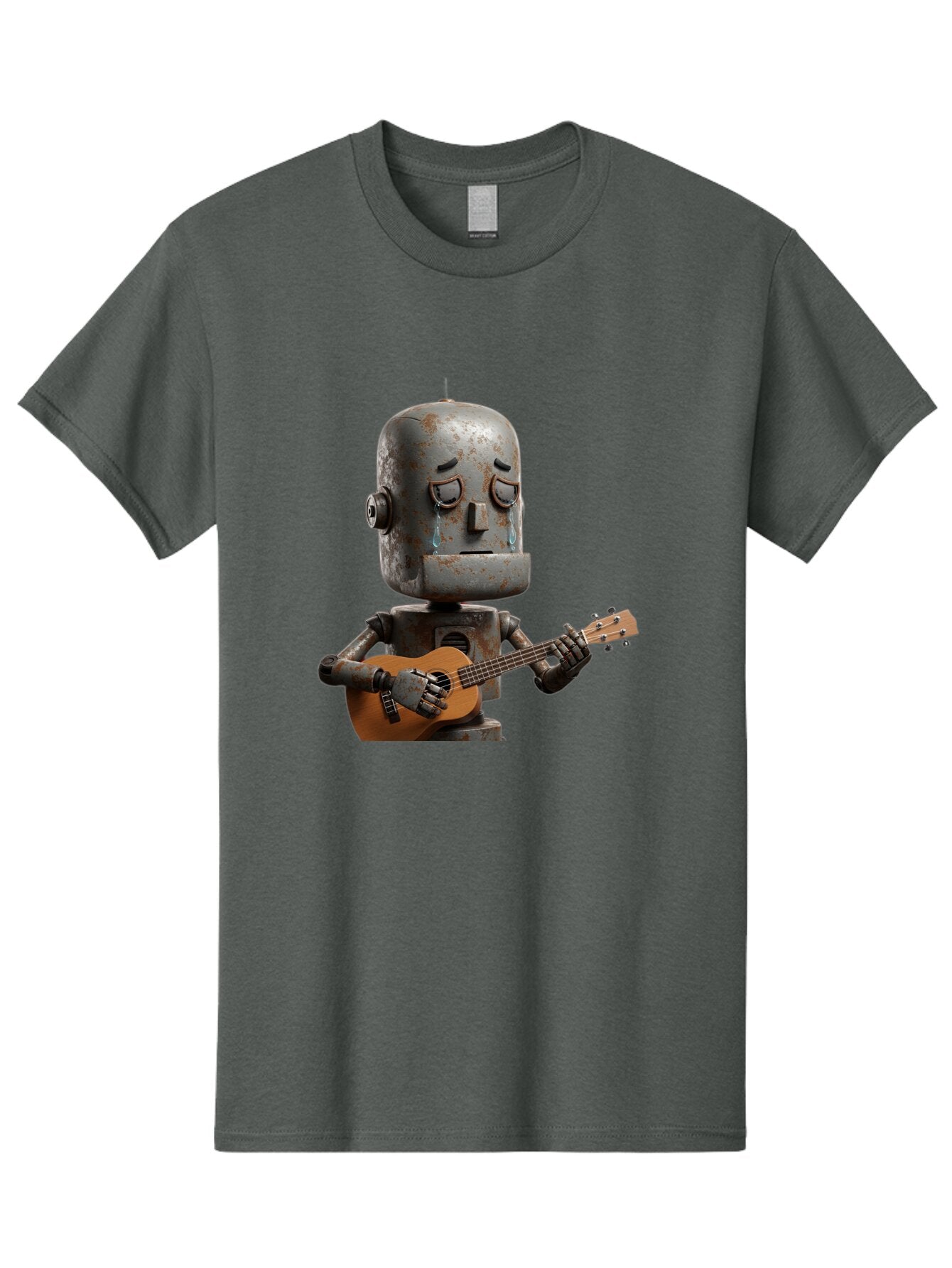 Sad-Robot-Playing-Guitar Men'S Graphic Tee, 100% Cotton, Comfortable Casual Summer Wear, Machine Washable, Vintage Camera, Old Camera, Antique Camera, Black Camera, Classic Photography, Photography Equipment, Nostalgic Device, Film Camera, Bao838 3