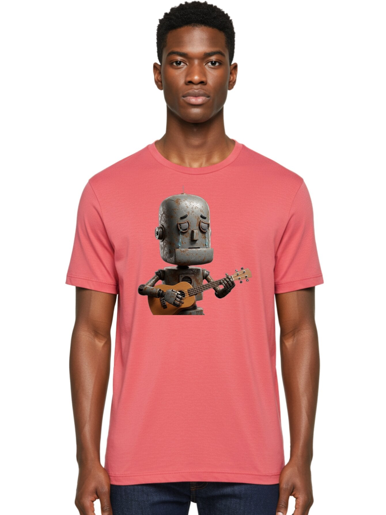 Sad-Robot-Playing-Guitar Men'S Graphic Tee, 100% Cotton, Comfortable Casual Summer Wear, Machine Washable, Vintage Camera, Old Camera, Antique Camera, Black Camera, Classic Photography, Photography Equipment, Nostalgic Device, Film Camera, Bao838 29