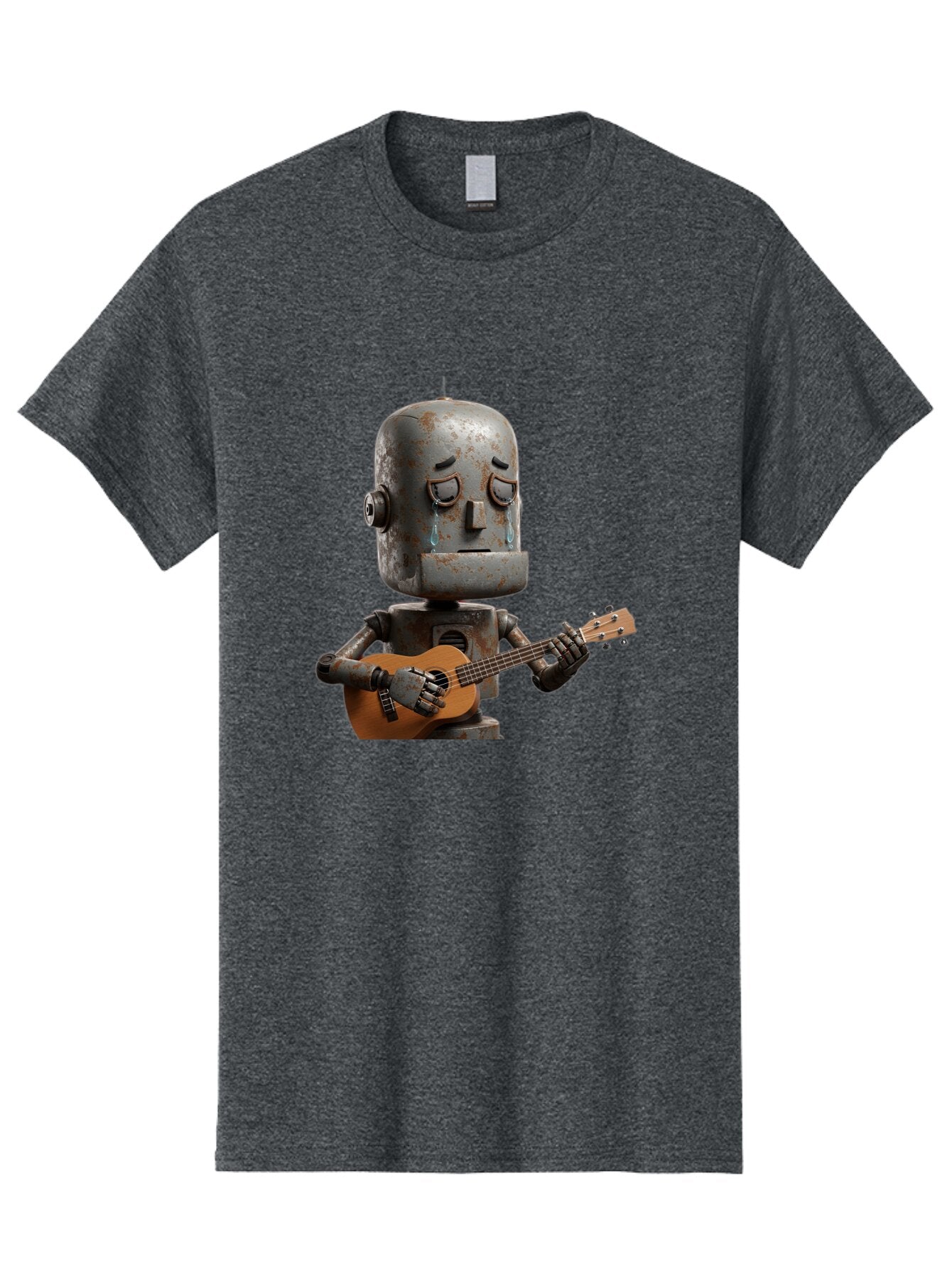 Sad-Robot-Playing-Guitar Men'S Graphic Tee, 100% Cotton, Comfortable Casual Summer Wear, Machine Washable, Vintage Camera, Old Camera, Antique Camera, Black Camera, Classic Photography, Photography Equipment, Nostalgic Device, Film Camera, Bao838 15