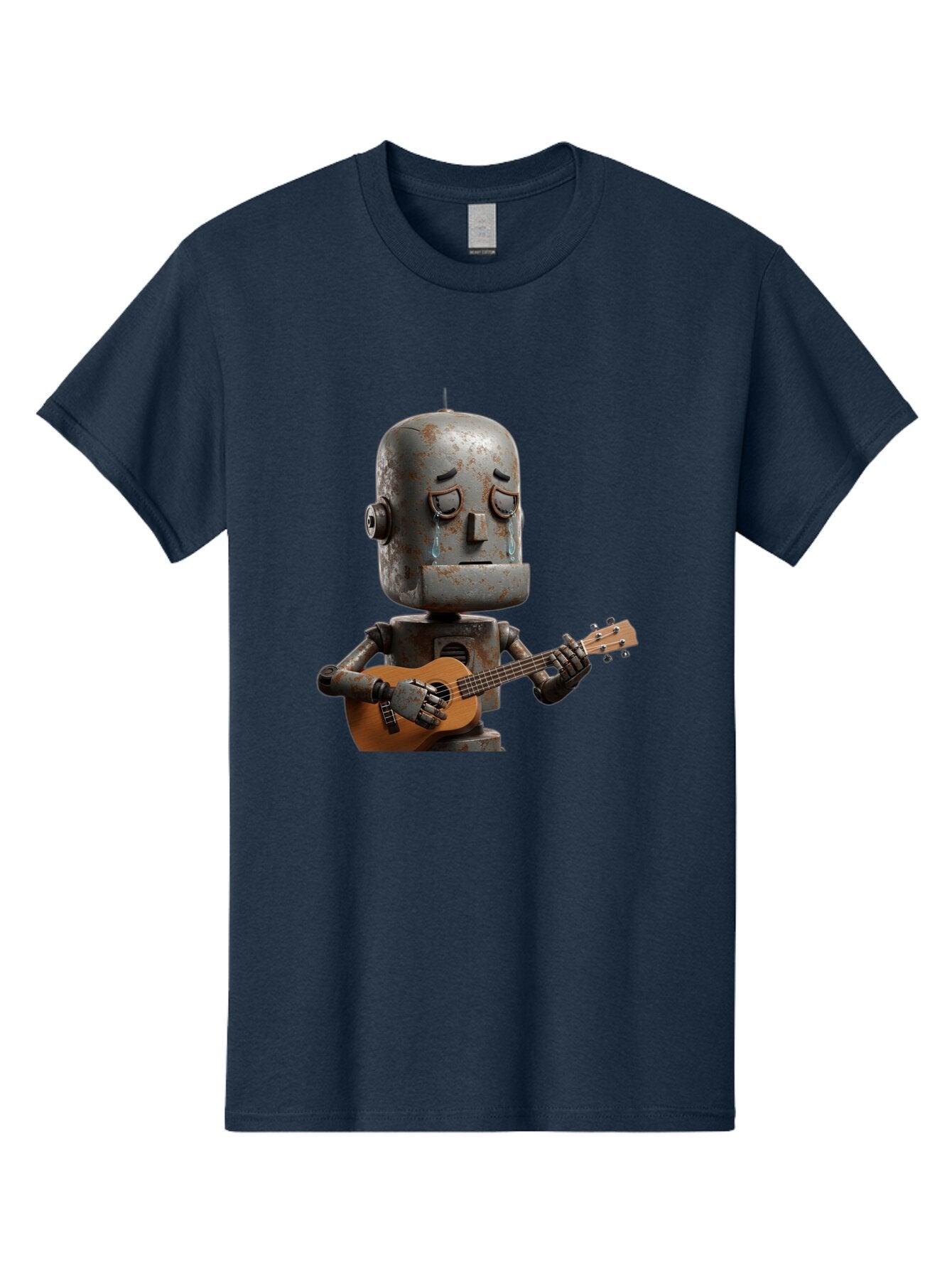 Sad-Robot-Playing-Guitar Men'S Graphic Tee, 100% Cotton, Comfortable Casual Summer Wear, Machine Washable, Vintage Camera, Old Camera, Antique Camera, Black Camera, Classic Photography, Photography Equipment, Nostalgic Device, Film Camera, Bao838