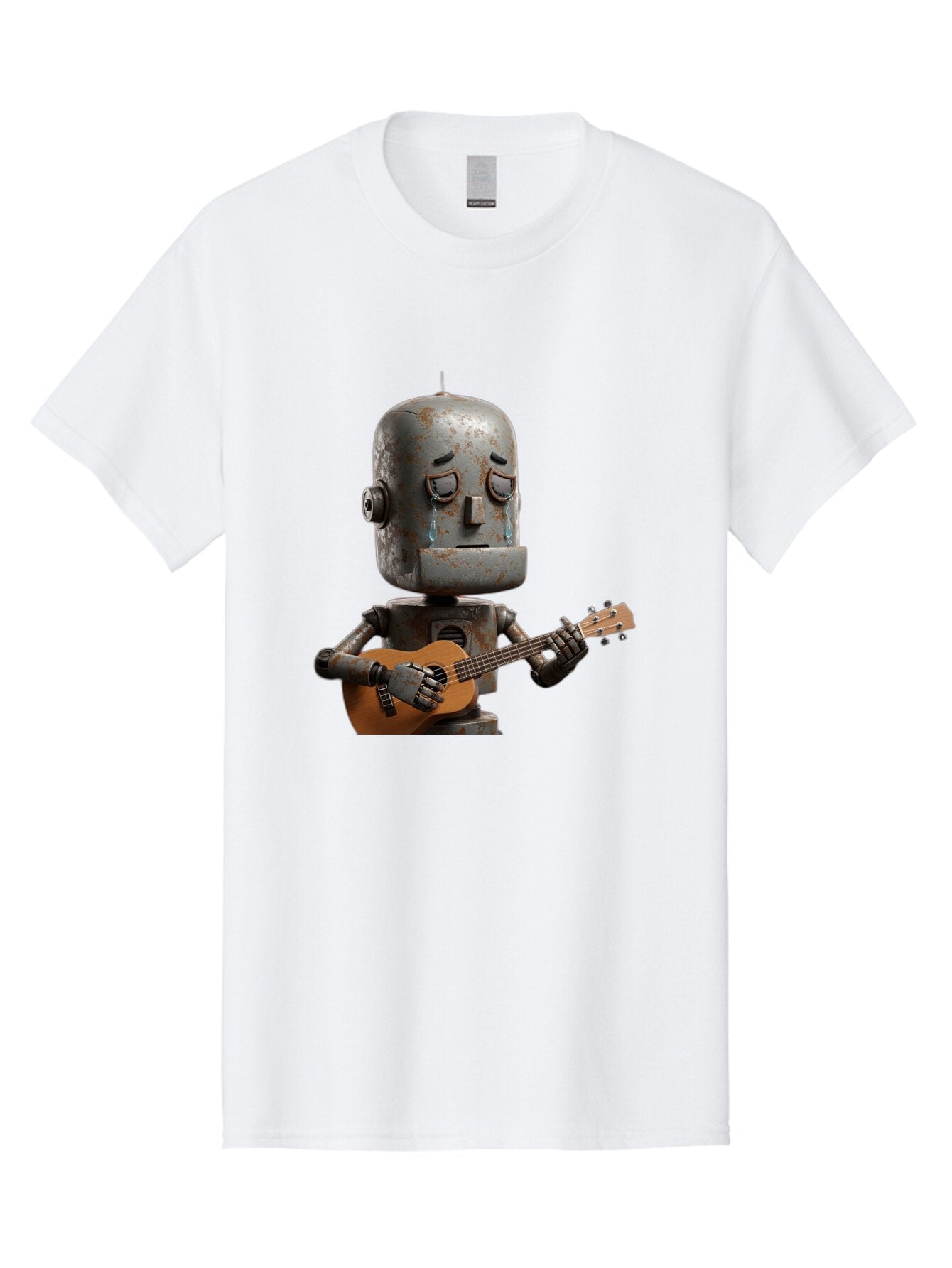 Sad-Robot-Playing-Guitar Men'S Graphic Tee, 100% Cotton, Comfortable Casual Summer Wear, Machine Washable, Vintage Camera, Old Camera, Antique Camera, Black Camera, Classic Photography, Photography Equipment, Nostalgic Device, Film Camera, Bao838