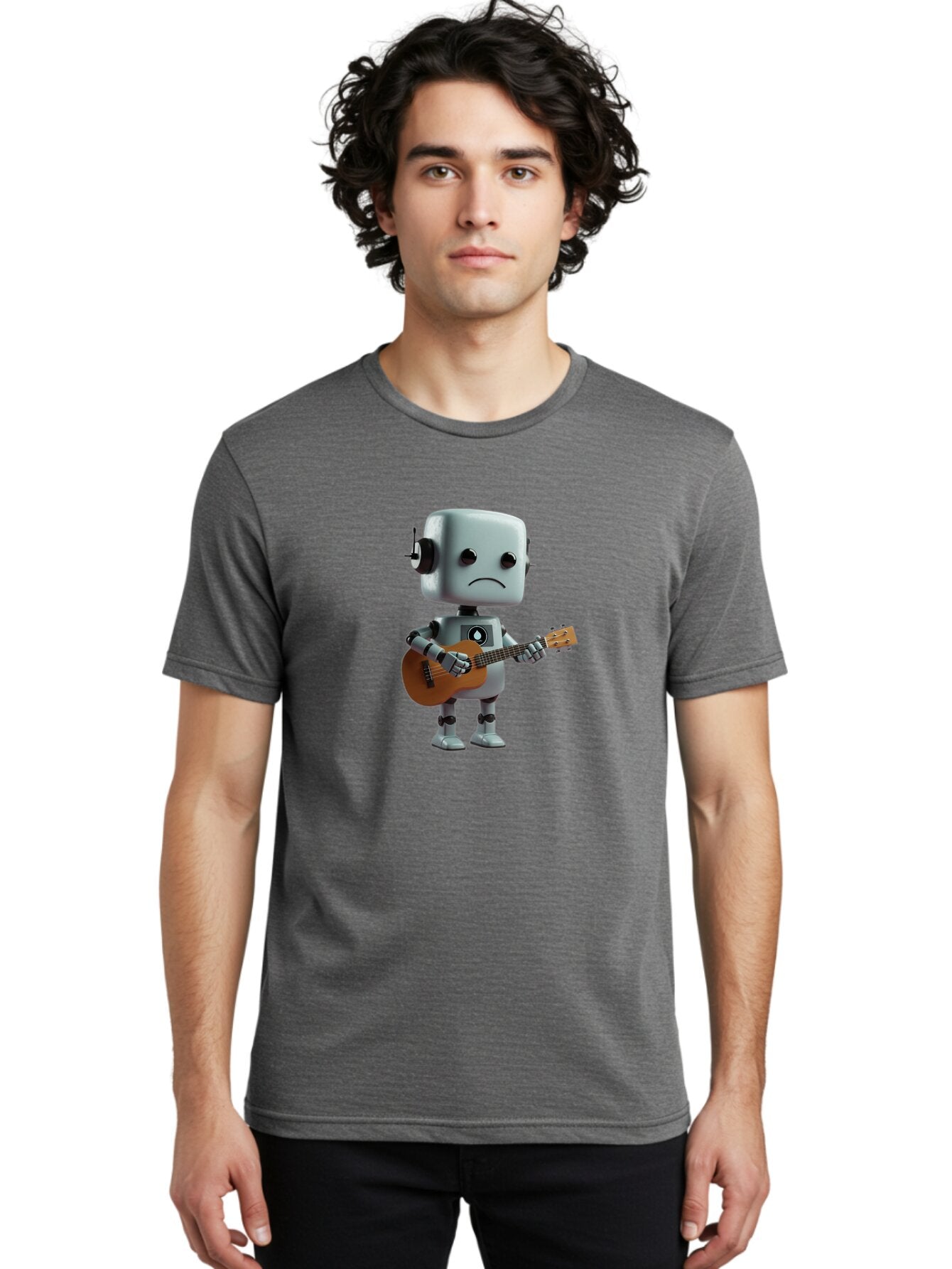 Sad-Robot-With-Guitar-1 Men'S Graphic Tee, 100% Cotton, Comfortable Casual Summer Wear, Machine Washable, Vintage Camera, Old Camera, Antique Camera, Black Camera, Classic Photography, Photography Equipment, Nostalgic Device, Film Camera, Bao839 22