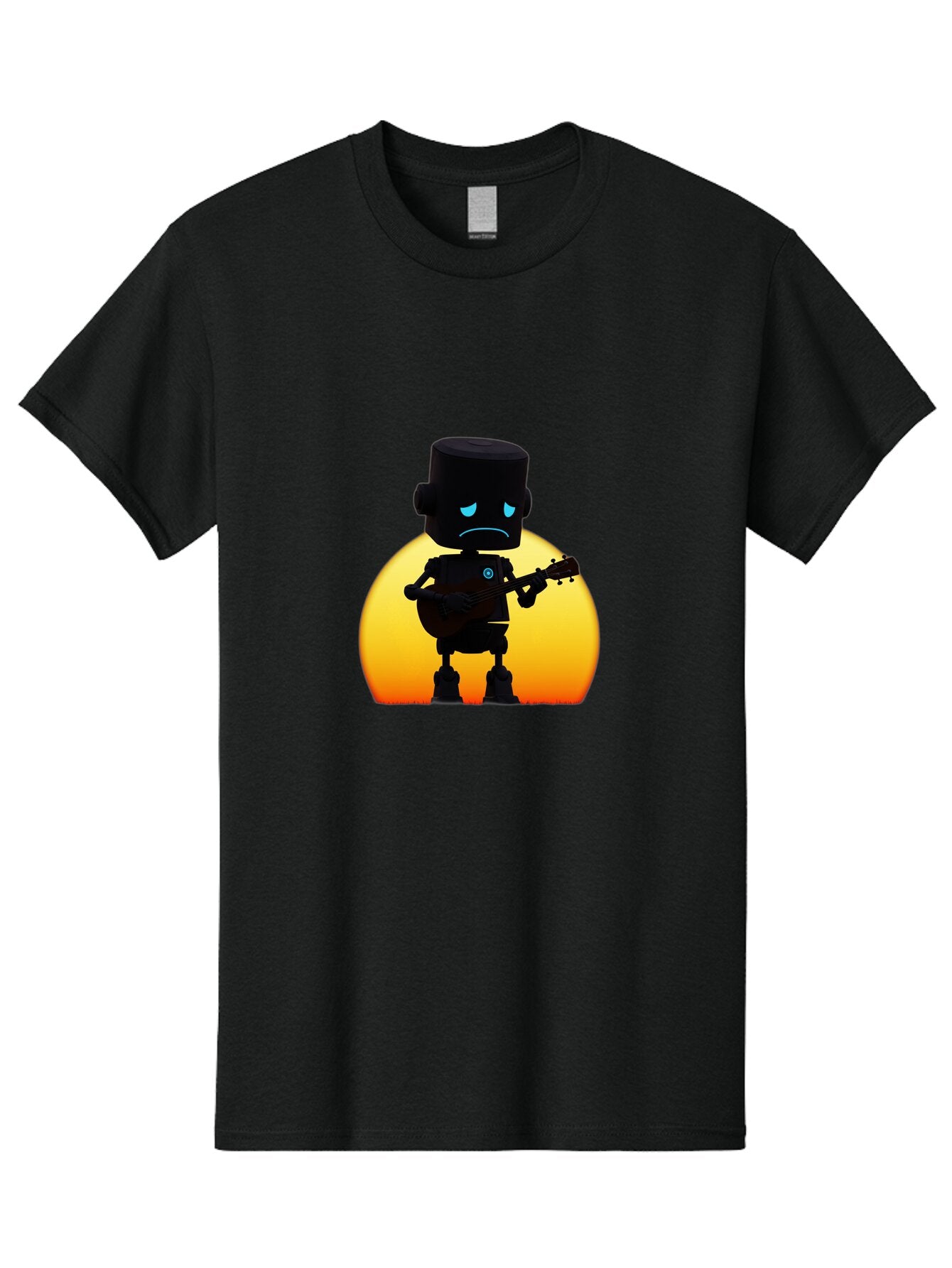 Sad-Robot-With-Guitar-2 Men'S Graphic Tee, 100% Cotton, Comfortable Casual Summer Wear, Machine Washable, Vintage Camera, Old Camera, Antique Camera, Black Camera, Classic Photography, Photography Equipment, Nostalgic Device, Film Camera, Bao840 10