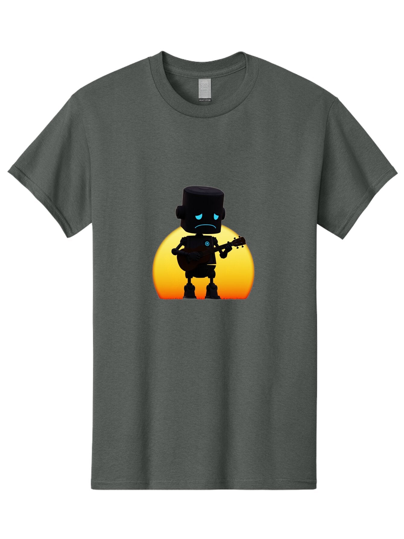 Sad-Robot-With-Guitar-2 Men'S Graphic Tee, 100% Cotton, Comfortable Casual Summer Wear, Machine Washable, Vintage Camera, Old Camera, Antique Camera, Black Camera, Classic Photography, Photography Equipment, Nostalgic Device, Film Camera, Bao840 3