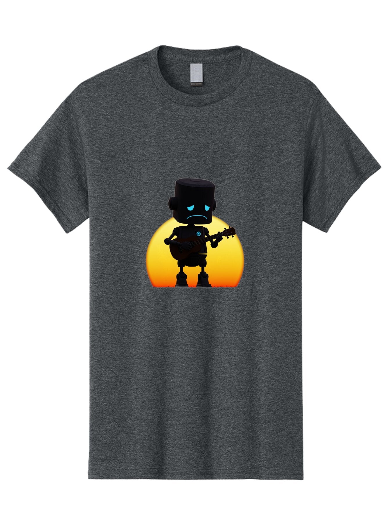 Sad-Robot-With-Guitar-2 Men'S Graphic Tee, 100% Cotton, Comfortable Casual Summer Wear, Machine Washable, Vintage Camera, Old Camera, Antique Camera, Black Camera, Classic Photography, Photography Equipment, Nostalgic Device, Film Camera, Bao840 13
