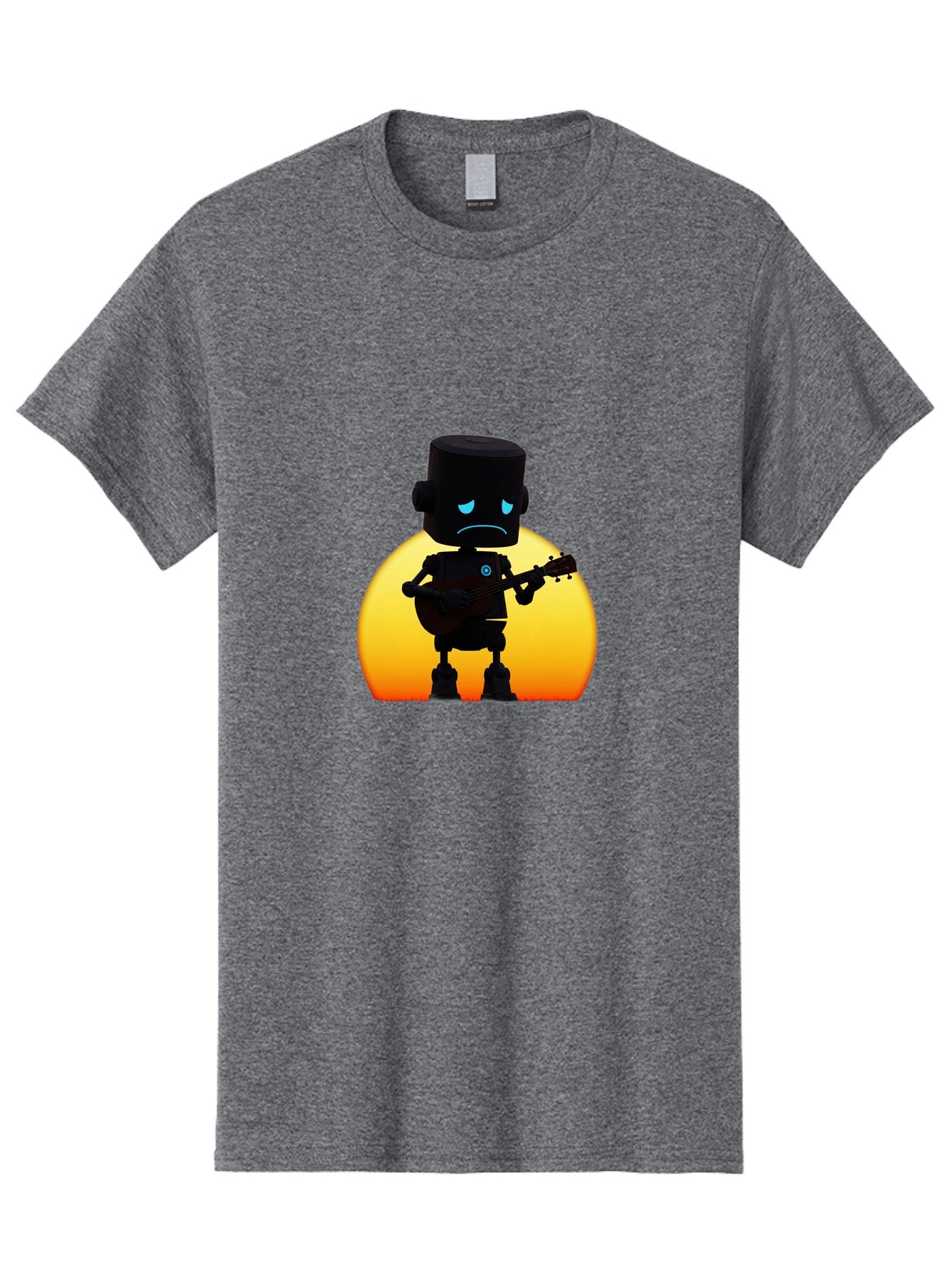 Sad-Robot-With-Guitar-2 Men'S Graphic Tee, 100% Cotton, Comfortable Casual Summer Wear, Machine Washable, Vintage Camera, Old Camera, Antique Camera, Black Camera, Classic Photography, Photography Equipment, Nostalgic Device, Film Camera, Bao840
