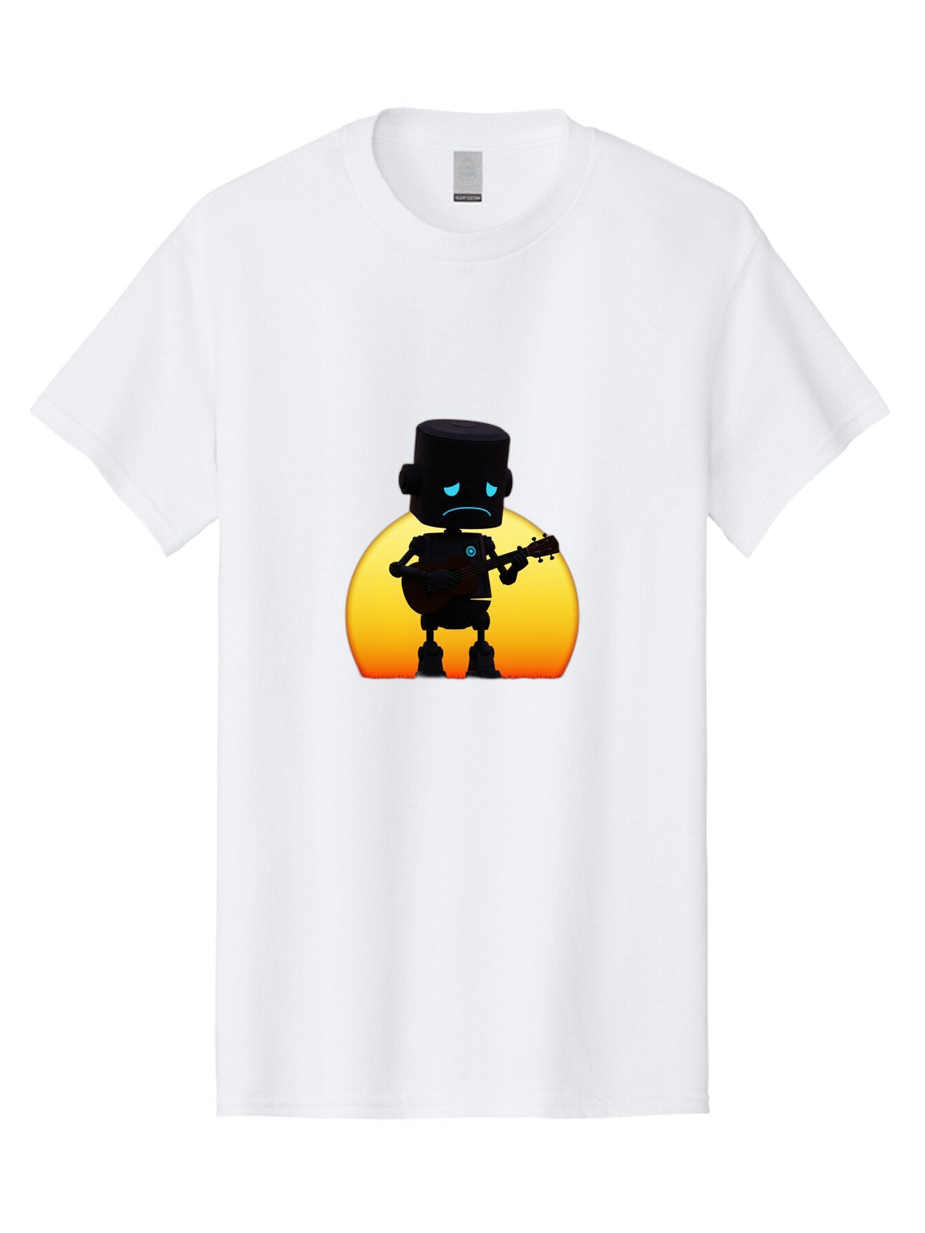 Sad-Robot-With-Guitar-2 Men'S Graphic Tee, 100% Cotton, Comfortable Casual Summer Wear, Machine Washable, Vintage Camera, Old Camera, Antique Camera, Black Camera, Classic Photography, Photography Equipment, Nostalgic Device, Film Camera, Bao840 7
