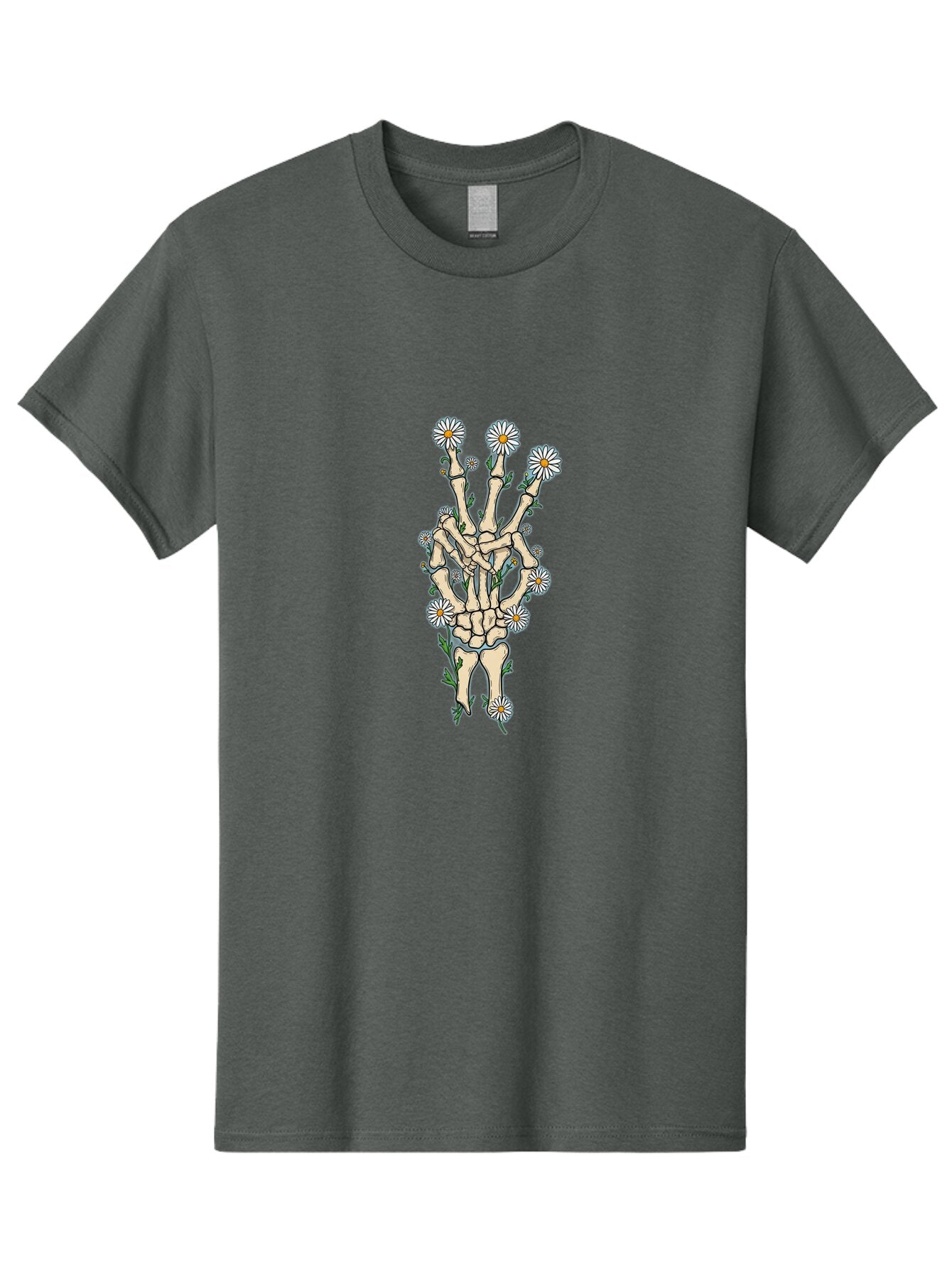 Skeleton-Hand-With-Daisies-1 Men'S Graphic Tee, 100% Cotton, Comfortable Casual Summer Wear, Machine Washable, Vintage Camera, Old Camera, Antique Camera, Black Camera, Classic Photography, Photography Equipment, Nostalgic Device, Film Camera, Bao875 4