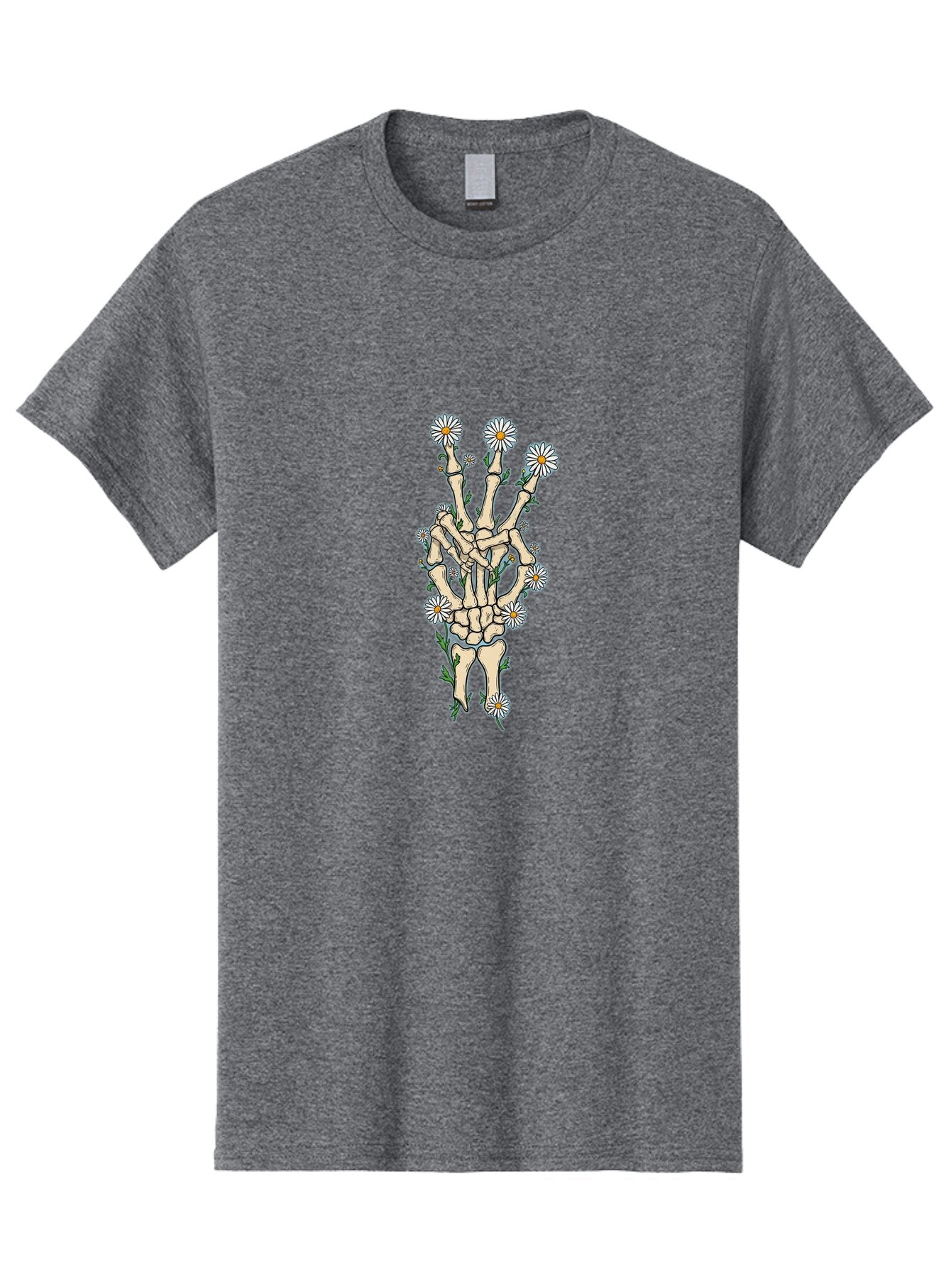 Skeleton-Hand-With-Daisies-1 Men'S Graphic Tee, 100% Cotton, Comfortable Casual Summer Wear, Machine Washable, Vintage Camera, Old Camera, Antique Camera, Black Camera, Classic Photography, Photography Equipment, Nostalgic Device, Film Camera, Bao875