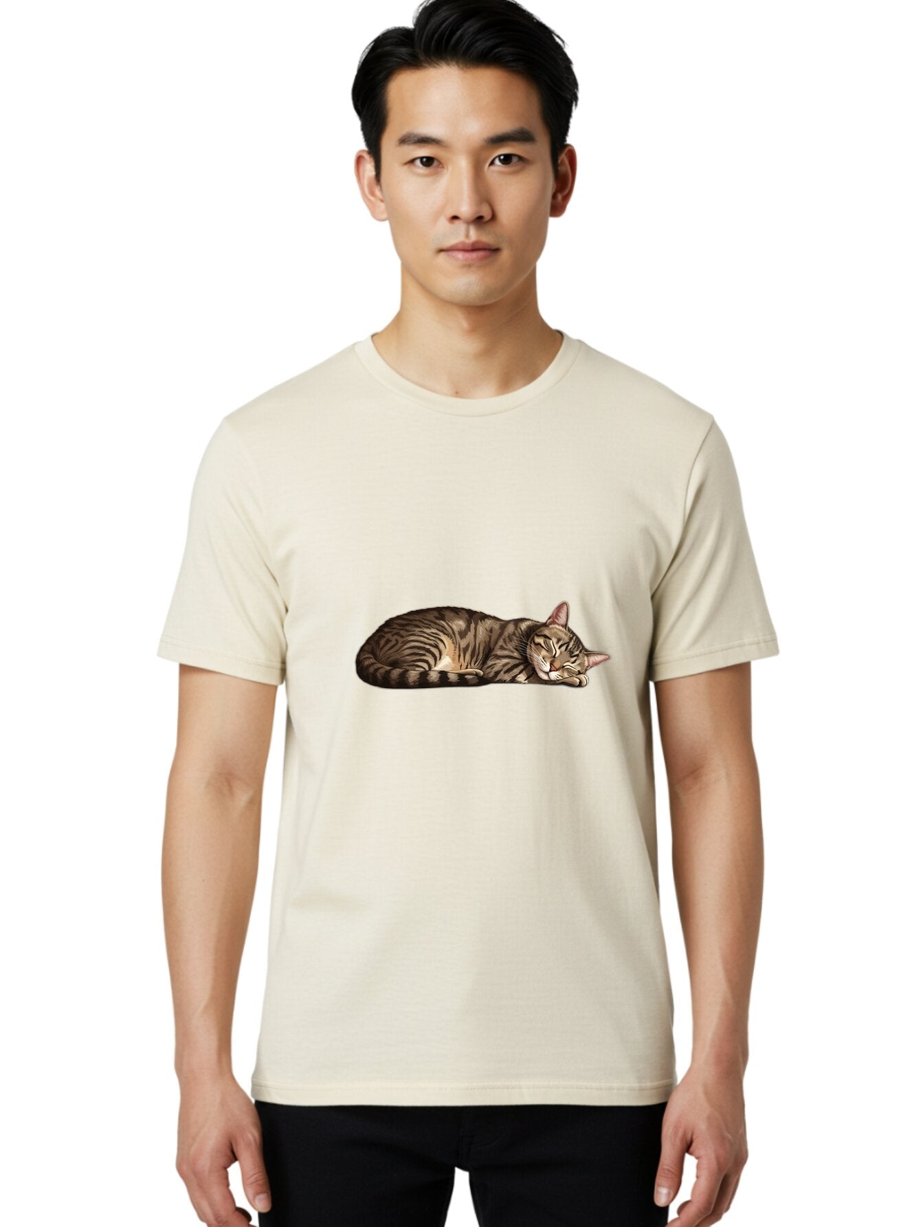 Sleeping-Tabby-Cat-3 Men'S Graphic Tee, 100% Cotton, Comfortable Casual Summer Wear, Machine Washable, Vintage Camera, Old Camera, Antique Camera, Black Camera, Classic Photography, Photography Equipment, Nostalgic Device, Film Camera, Bao887 25