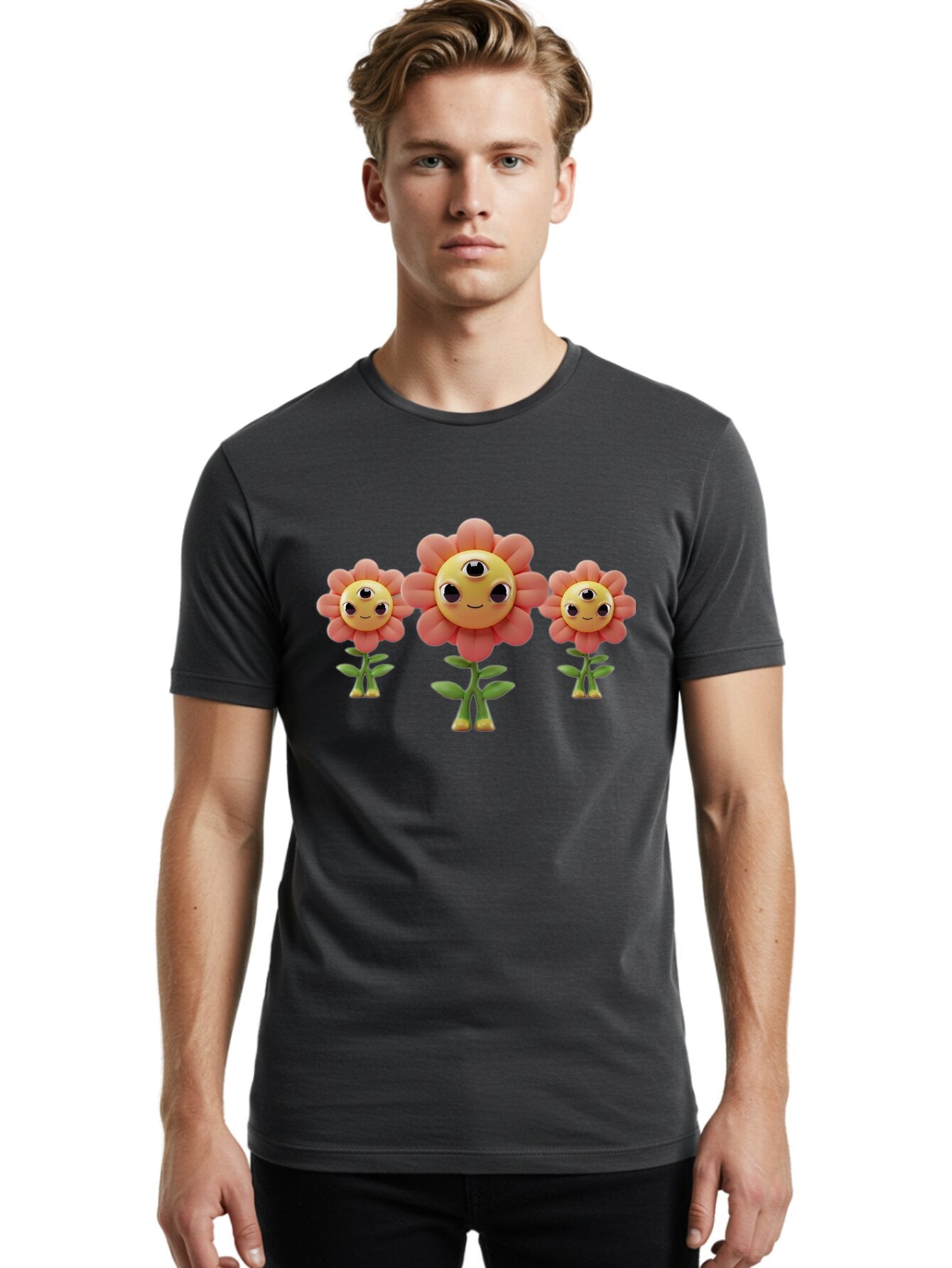 Smiling-Flowers-1 Men'S Graphic Tee, 100% Cotton, Comfortable Casual Summer Wear, Machine Washable, Vintage Camera, Old Camera, Antique Camera, Black Camera, Classic Photography, Photography Equipment, Nostalgic Device, Film Camera, Camera Art Bao900 19