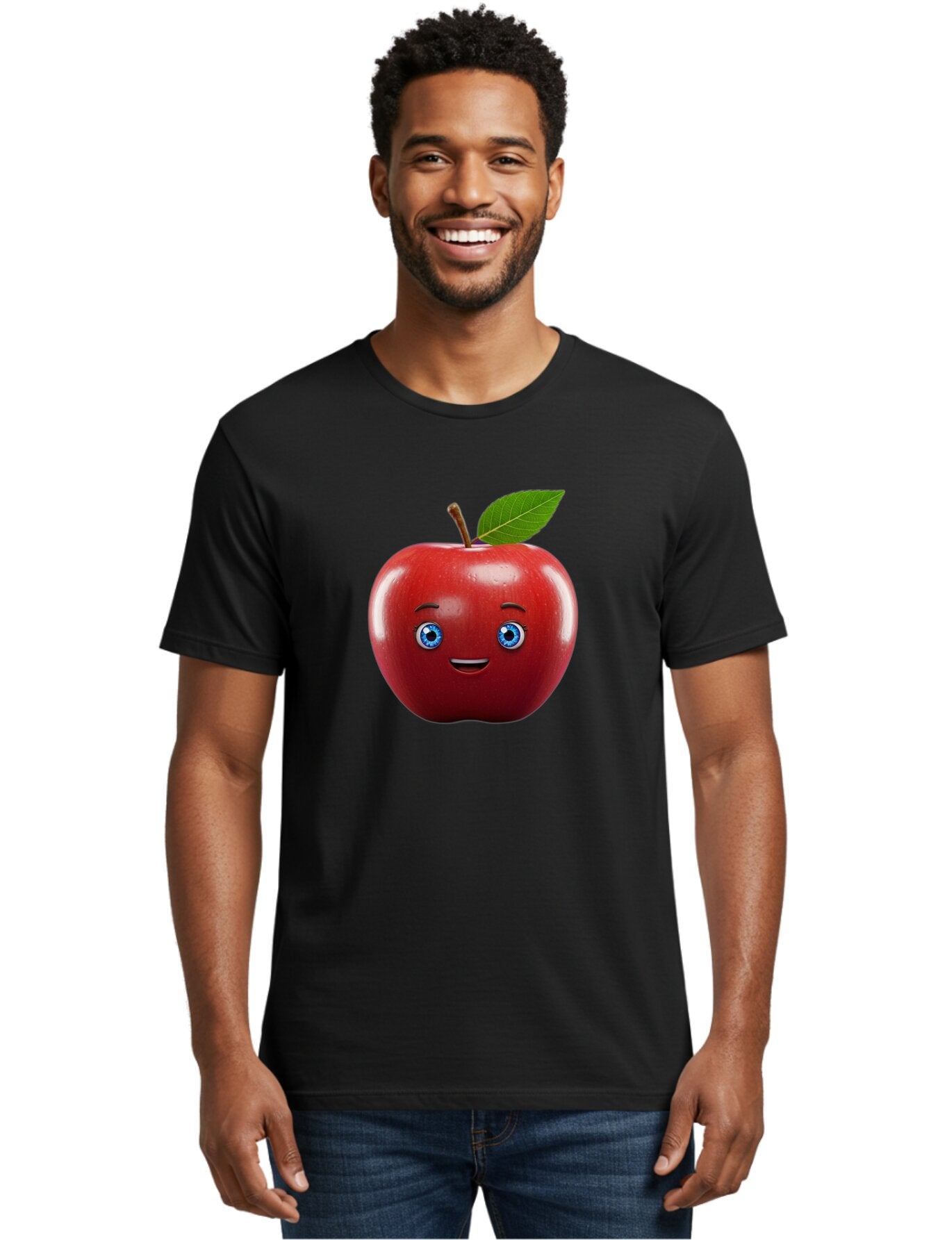 Smiling-Red-Apple-1 Men'S Graphic Tee, 100% Cotton, Comfortable Casual Summer Wear, Machine Washable, Vintage Camera, Old Camera, Antique Camera, Black Camera, Classic Photography, Photography Equipment, Nostalgic Device, Film Camera, Bao903 19