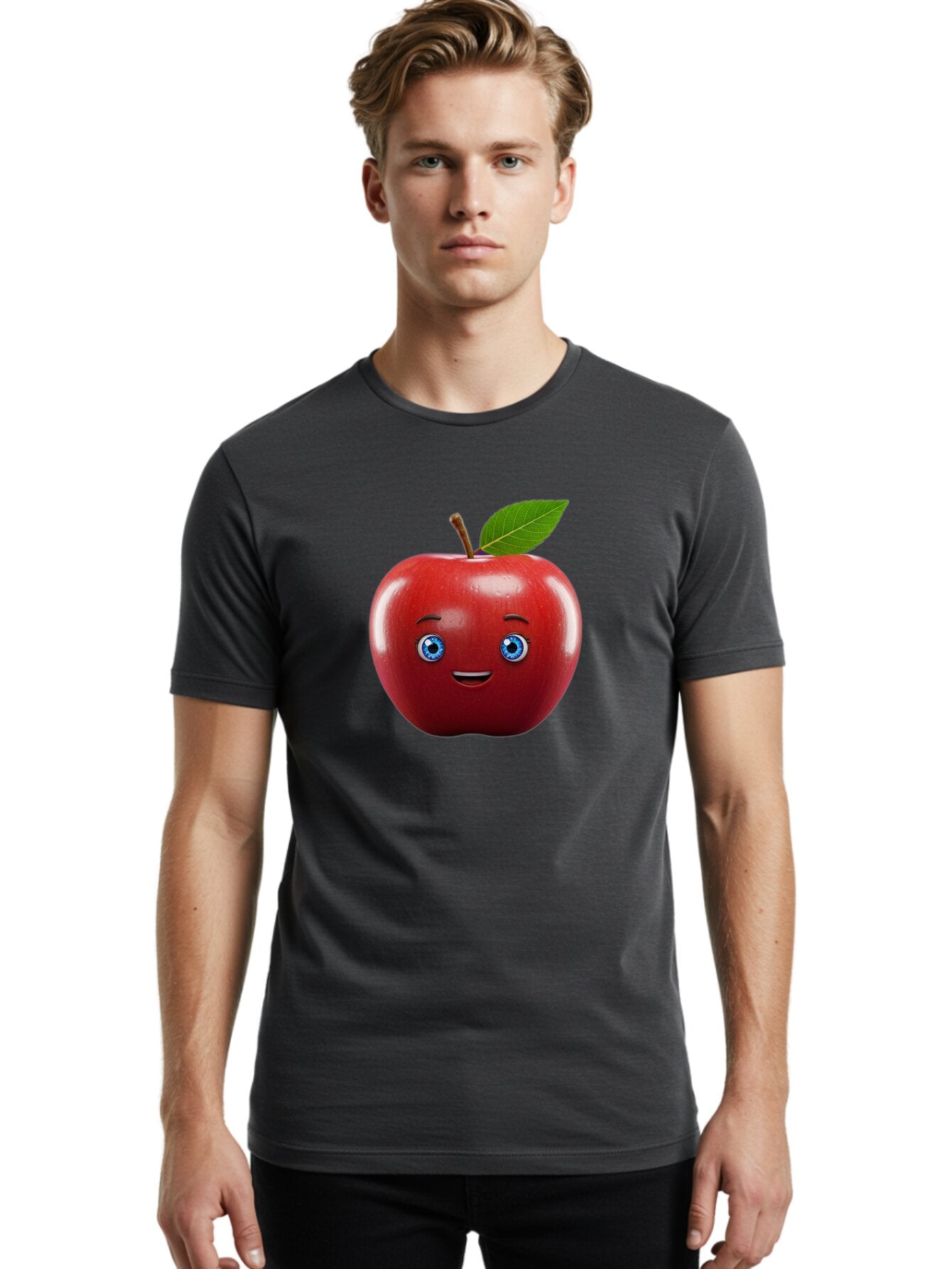Smiling-Red-Apple-1 Men'S Graphic Tee, 100% Cotton, Comfortable Casual Summer Wear, Machine Washable, Vintage Camera, Old Camera, Antique Camera, Black Camera, Classic Photography, Photography Equipment, Nostalgic Device, Film Camera, Bao903 30