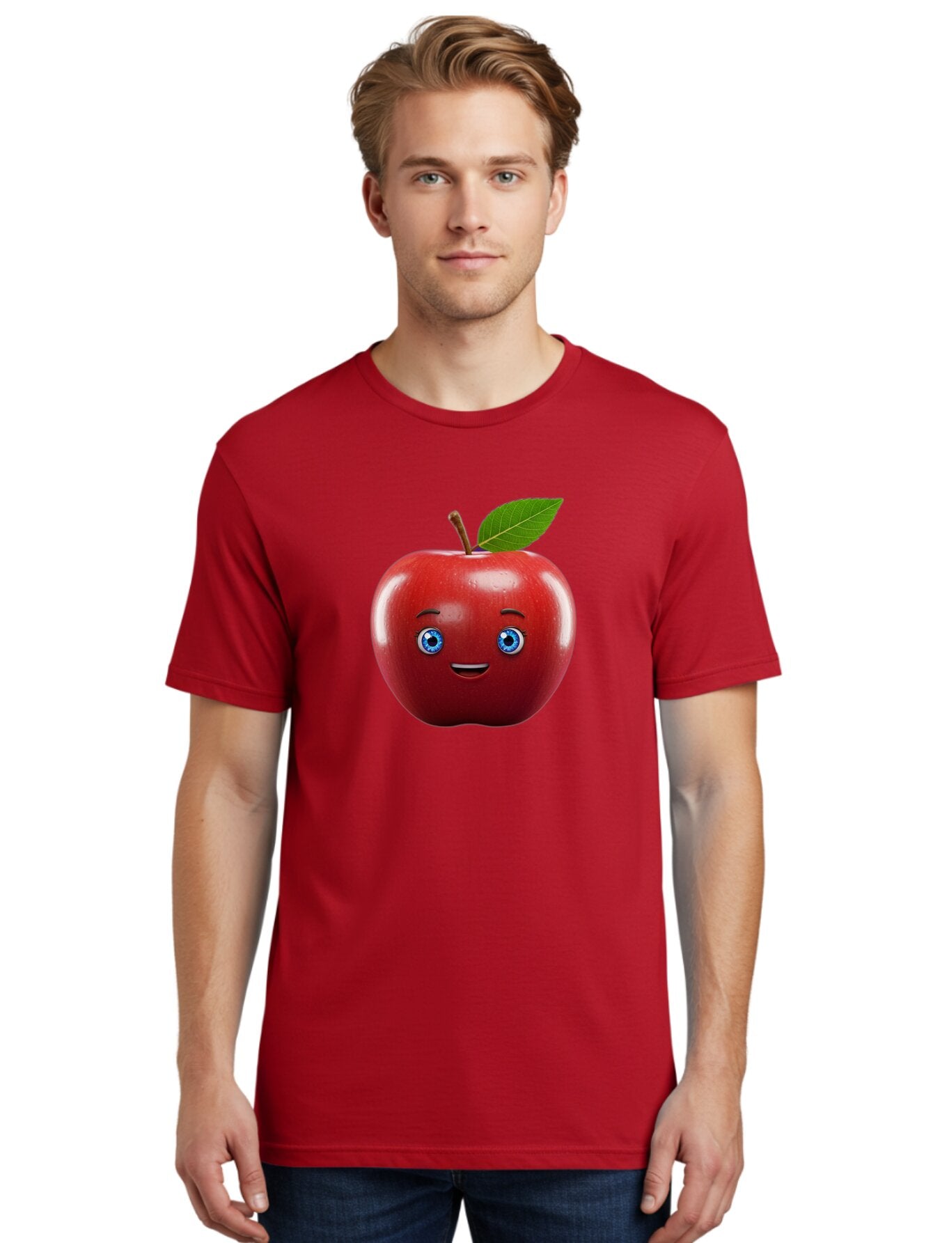 Smiling-Red-Apple-1 Men'S Graphic Tee, 100% Cotton, Comfortable Casual Summer Wear, Machine Washable, Vintage Camera, Old Camera, Antique Camera, Black Camera, Classic Photography, Photography Equipment, Nostalgic Device, Film Camera, Bao903 18
