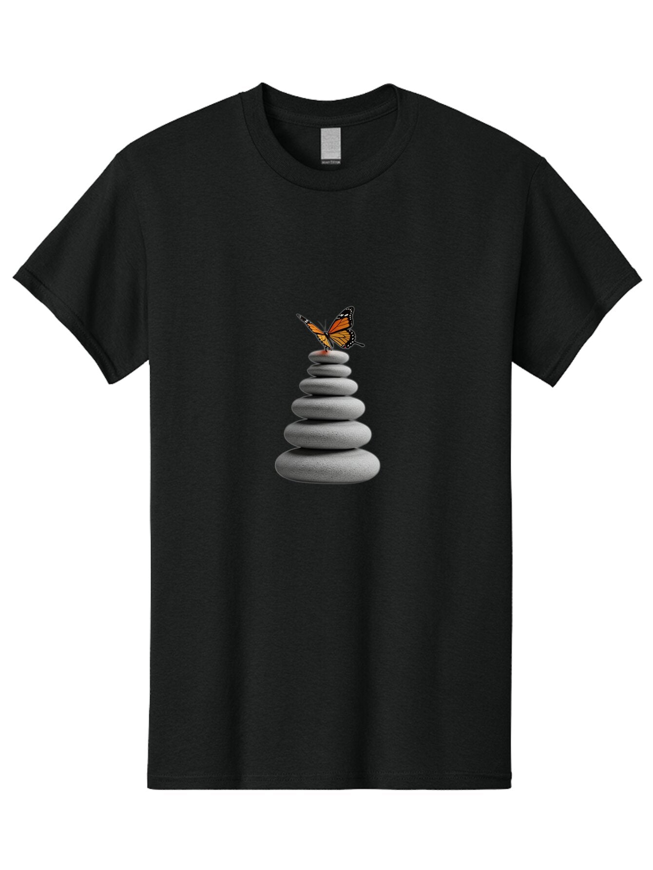 Stacked-Stones-With-Monarch Men'S Graphic Tee, 100% Cotton, Comfortable Casual Summer Wear, Machine Washable, Vintage Camera, Old Camera, Antique Camera, Black Camera, Classic Photography, Photography Equipment, Nostalgic Device, Film Camera, Bao920 7