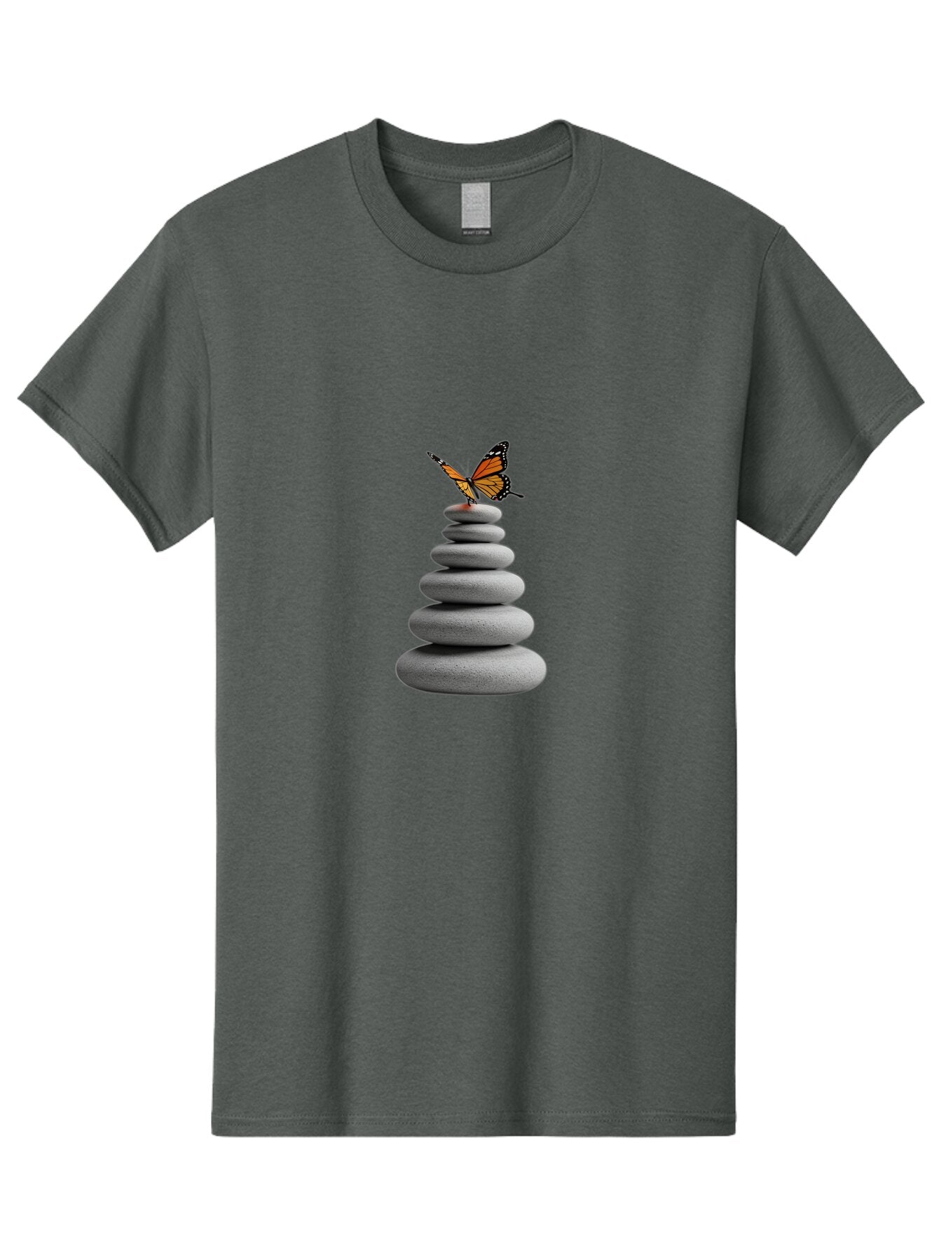 Stacked-Stones-With-Monarch Men'S Graphic Tee, 100% Cotton, Comfortable Casual Summer Wear, Machine Washable, Vintage Camera, Old Camera, Antique Camera, Black Camera, Classic Photography, Photography Equipment, Nostalgic Device, Film Camera, Bao920 3