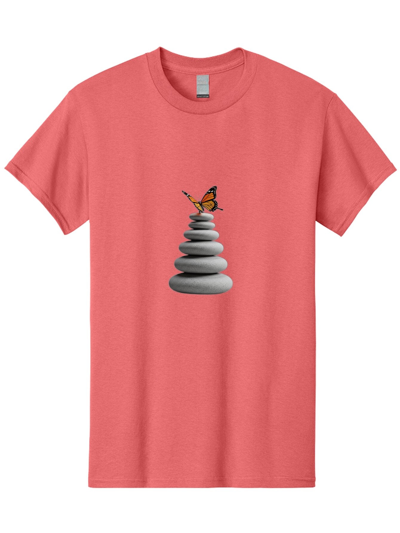 Stacked-Stones-With-Monarch Men'S Graphic Tee, 100% Cotton, Comfortable Casual Summer Wear, Machine Washable, Vintage Camera, Old Camera, Antique Camera, Black Camera, Classic Photography, Photography Equipment, Nostalgic Device, Film Camera, Bao920 4