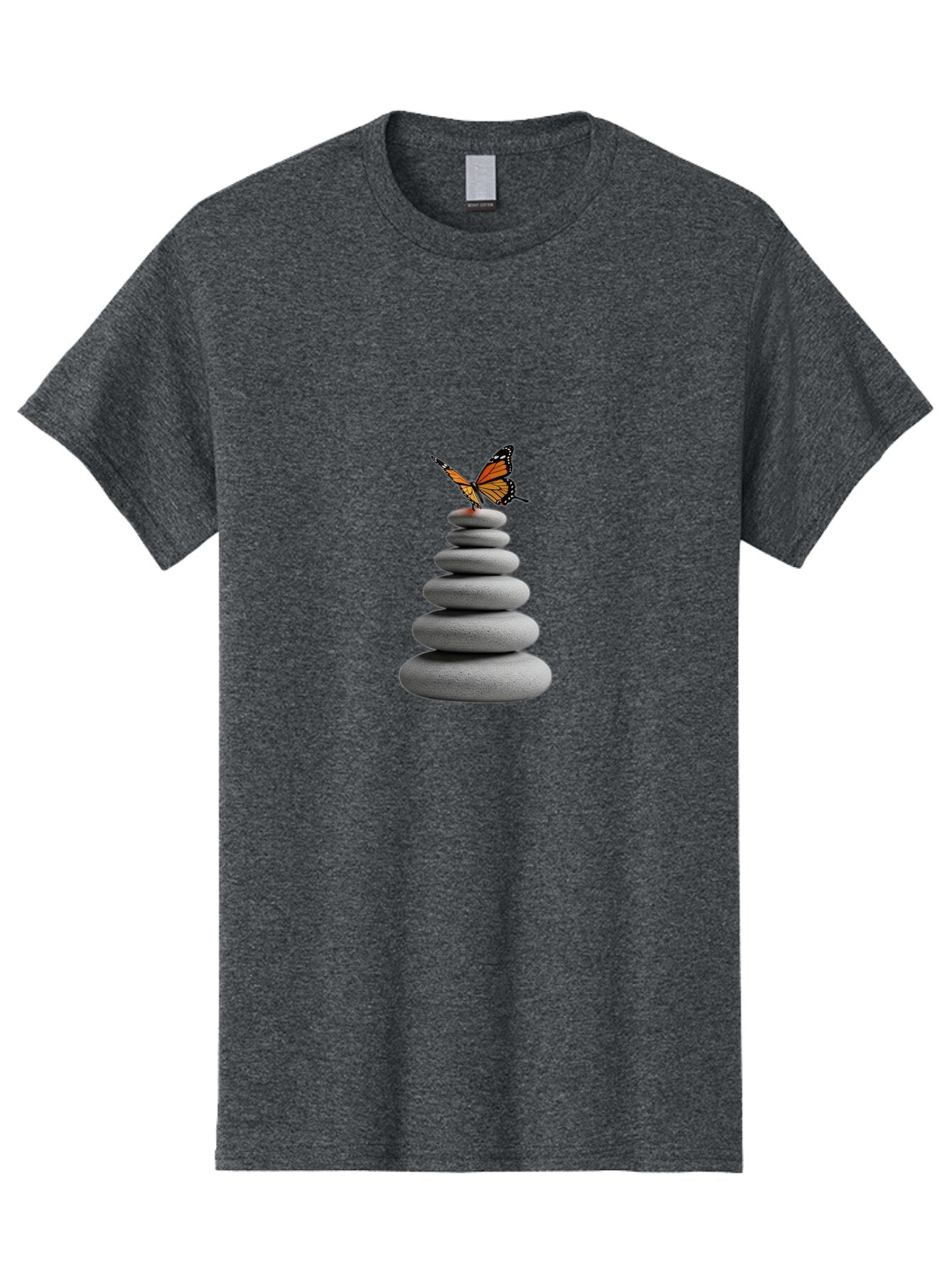 Stacked-Stones-With-Monarch Men'S Graphic Tee, 100% Cotton, Comfortable Casual Summer Wear, Machine Washable, Vintage Camera, Old Camera, Antique Camera, Black Camera, Classic Photography, Photography Equipment, Nostalgic Device, Film Camera, Bao920 14