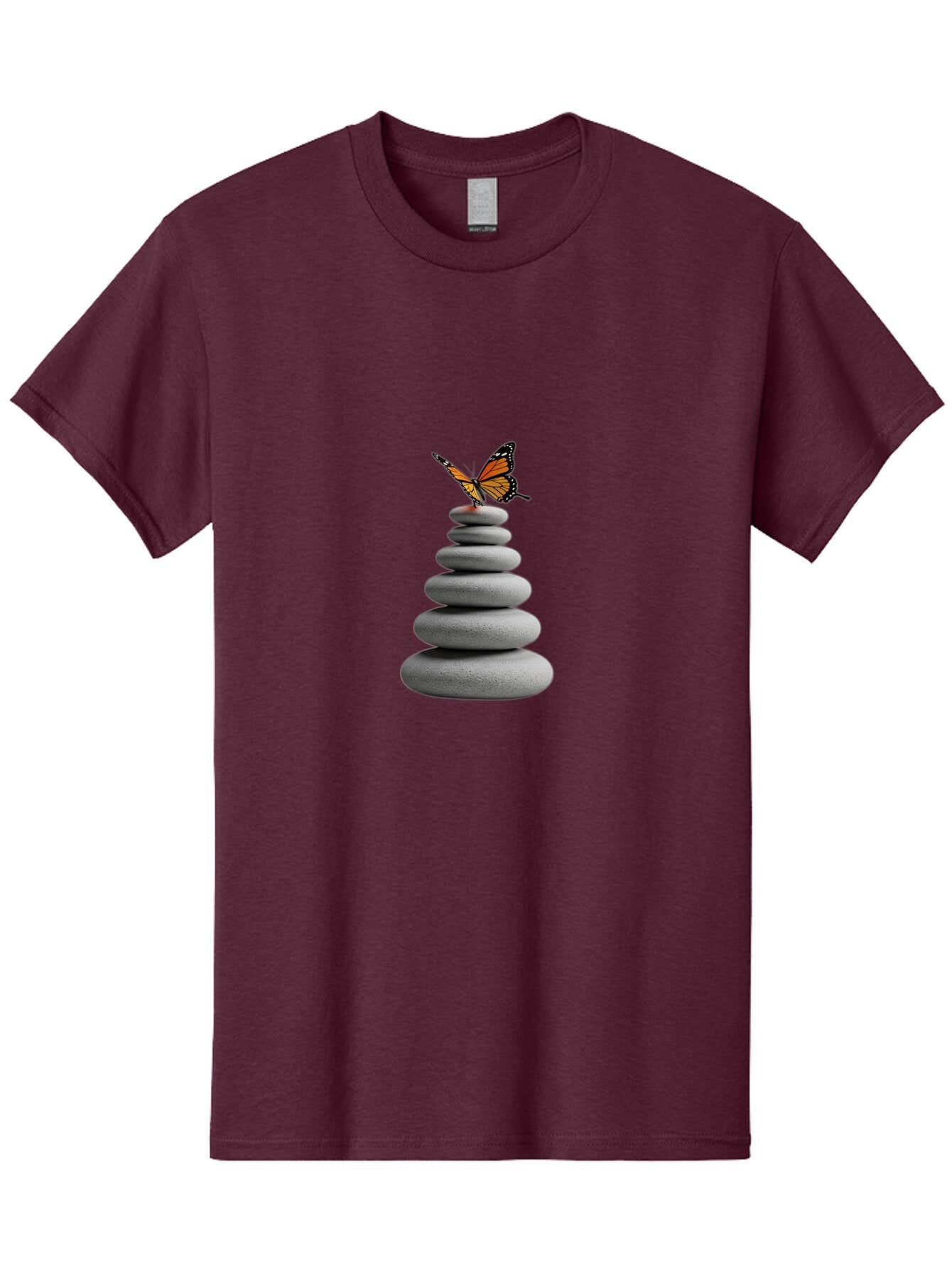 Stacked-Stones-With-Monarch Men'S Graphic Tee, 100% Cotton, Comfortable Casual Summer Wear, Machine Washable, Vintage Camera, Old Camera, Antique Camera, Black Camera, Classic Photography, Photography Equipment, Nostalgic Device, Film Camera, Bao920 8