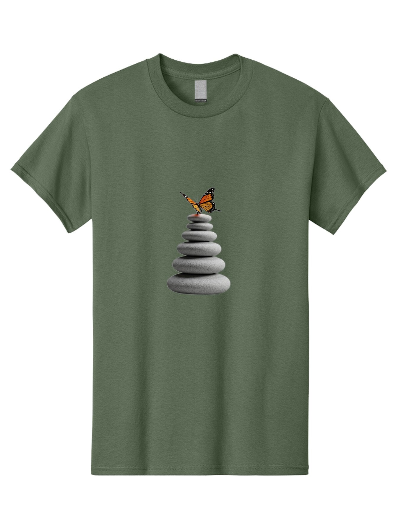 Stacked-Stones-With-Monarch Men'S Graphic Tee, 100% Cotton, Comfortable Casual Summer Wear, Machine Washable, Vintage Camera, Old Camera, Antique Camera, Black Camera, Classic Photography, Photography Equipment, Nostalgic Device, Film Camera, Bao920 6