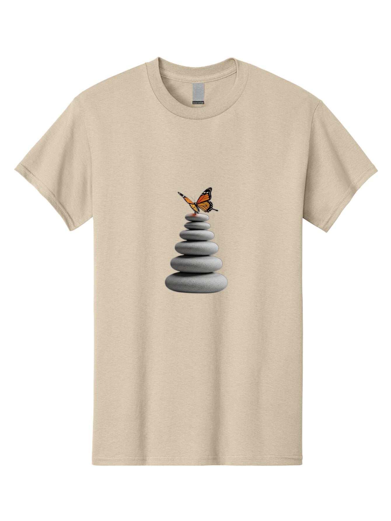 Stacked-Stones-With-Monarch Men'S Graphic Tee, 100% Cotton, Comfortable Casual Summer Wear, Machine Washable, Vintage Camera, Old Camera, Antique Camera, Black Camera, Classic Photography, Photography Equipment, Nostalgic Device, Film Camera, Bao920 10
