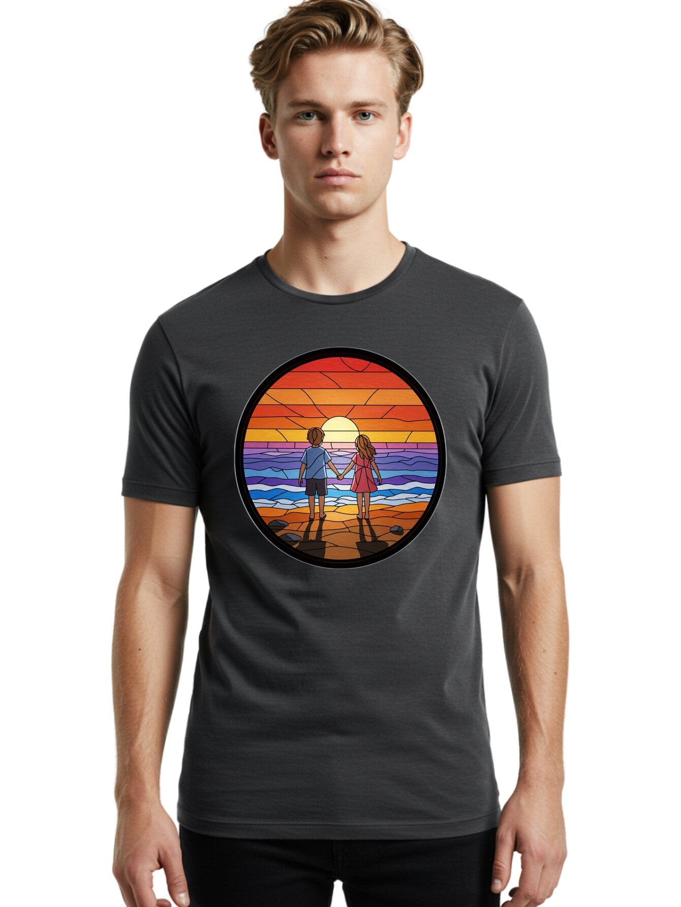 Stained-Glass-Couple Men'S Graphic Tee, 100% Cotton, Comfortable Casual Summer Wear, Machine Washable, Vintage Camera, Old Camera, Antique Camera, Black Camera, Classic Photography, Photography Equipment, Nostalgic Device, Film Camera, Bao922 20