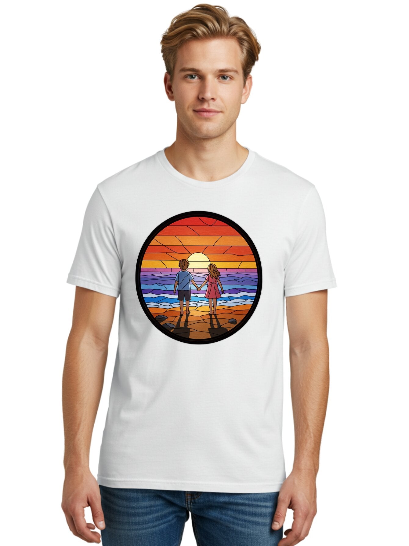 Stained-Glass-Couple Men'S Graphic Tee, 100% Cotton, Comfortable Casual Summer Wear, Machine Washable, Vintage Camera, Old Camera, Antique Camera, Black Camera, Classic Photography, Photography Equipment, Nostalgic Device, Film Camera, Bao922 24