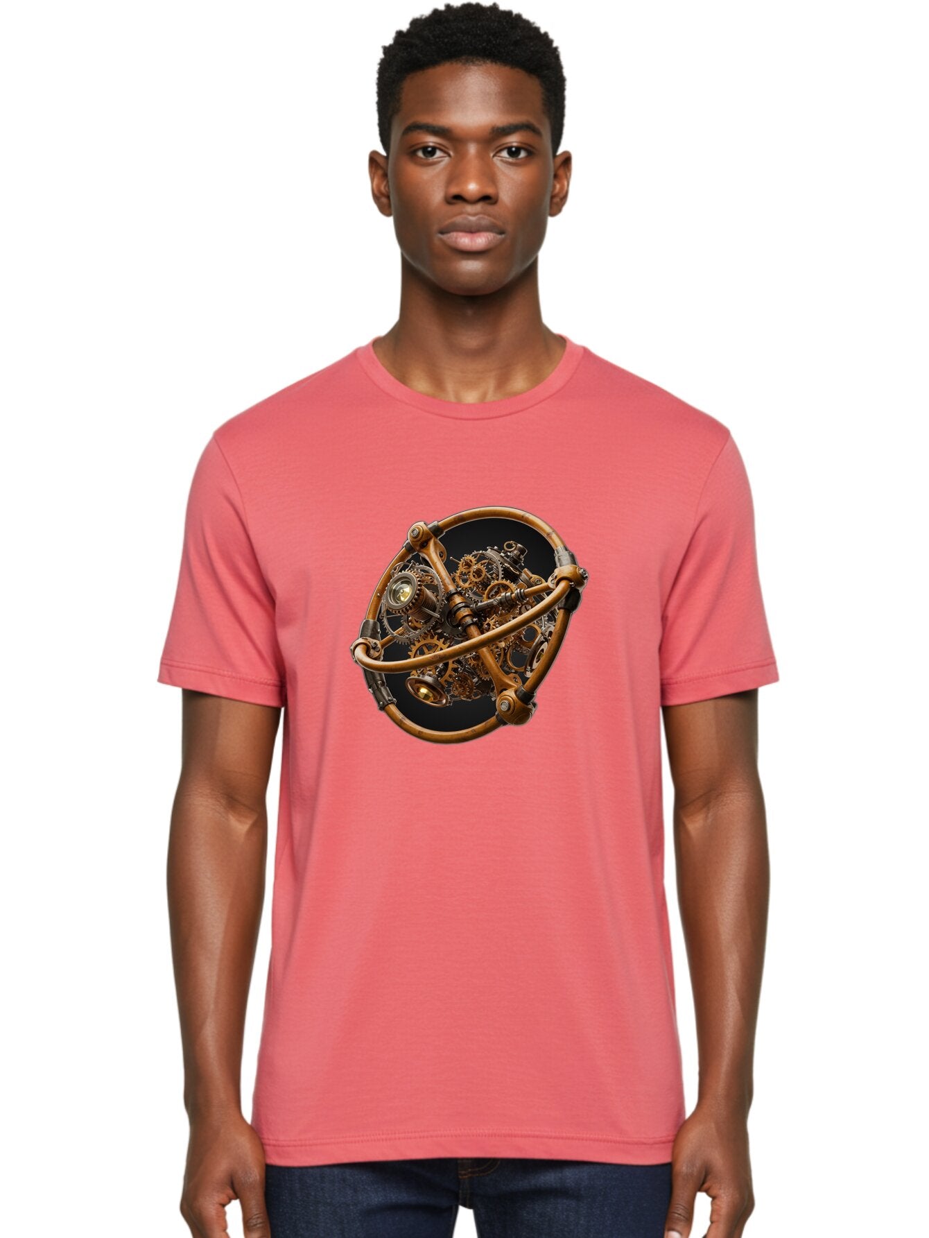 Steampunk-Gear-Globe Men'S Graphic Tee, 100% Cotton, Comfortable Casual Summer Wear, Machine Washable, Vintage Camera, Old Camera, Antique Camera, Black Camera, Classic Photography, Photography Equipment, Nostalgic Device, Film Camera, Bao925 17