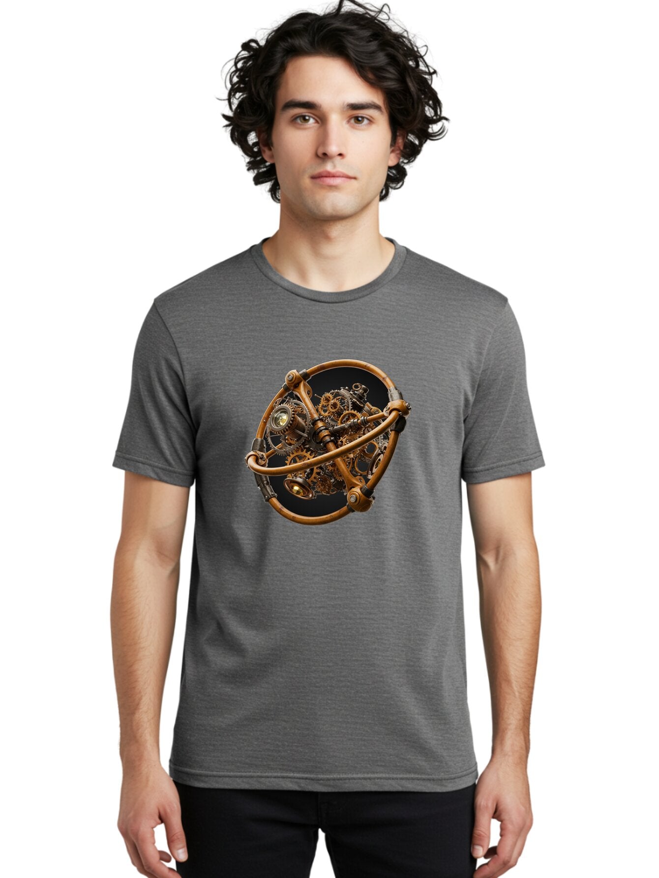 Steampunk-Gear-Globe Men'S Graphic Tee, 100% Cotton, Comfortable Casual Summer Wear, Machine Washable, Vintage Camera, Old Camera, Antique Camera, Black Camera, Classic Photography, Photography Equipment, Nostalgic Device, Film Camera, Bao925 23