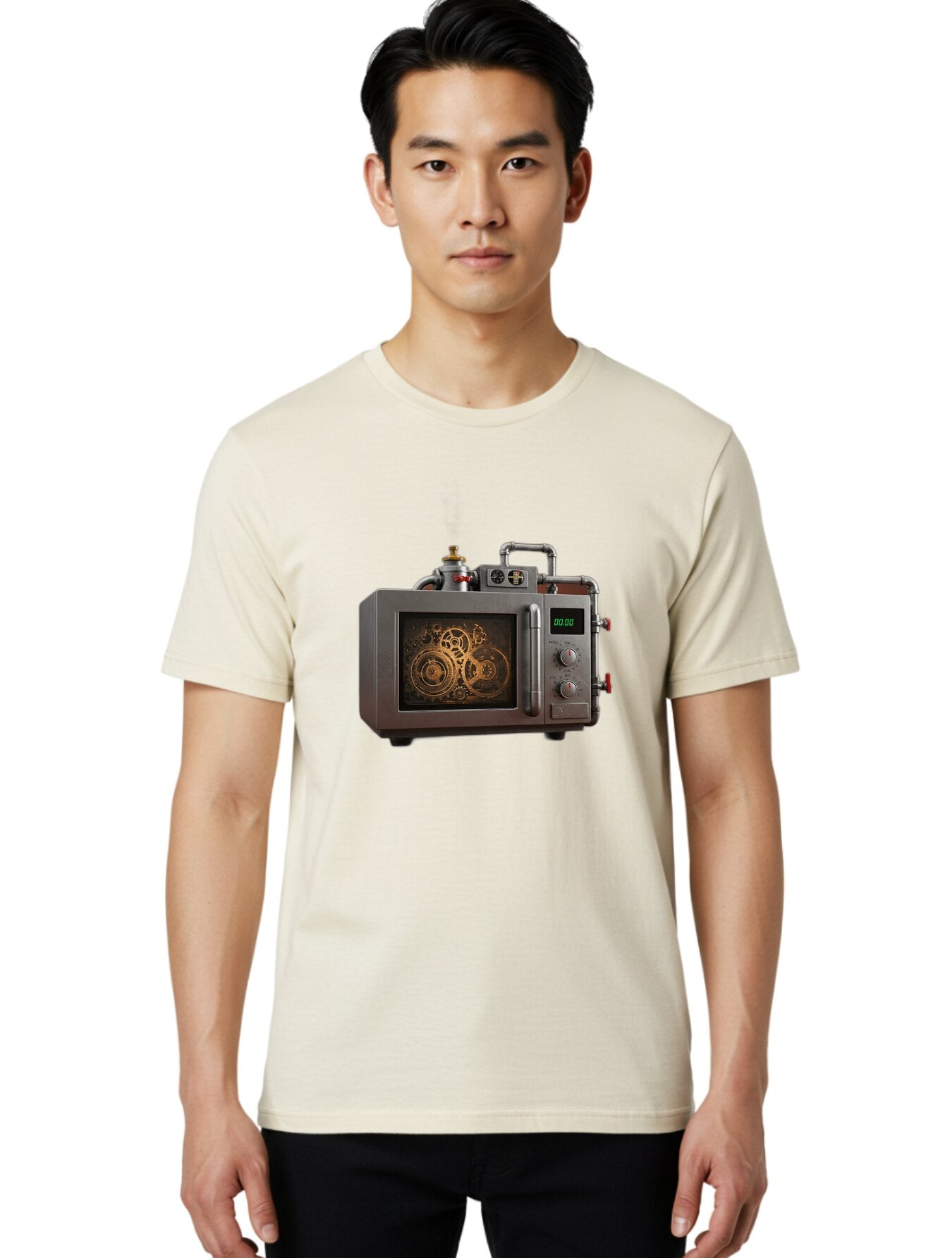 Steampunk-Microwave Men'S Graphic Tee, 100% Cotton, Comfortable Casual Summer Wear, Machine Washable, Vintage Camera, Old Camera, Antique Camera, Black Camera, Classic Photography, Photography Equipment, Nostalgic Device, Film Camera, Bao927 17