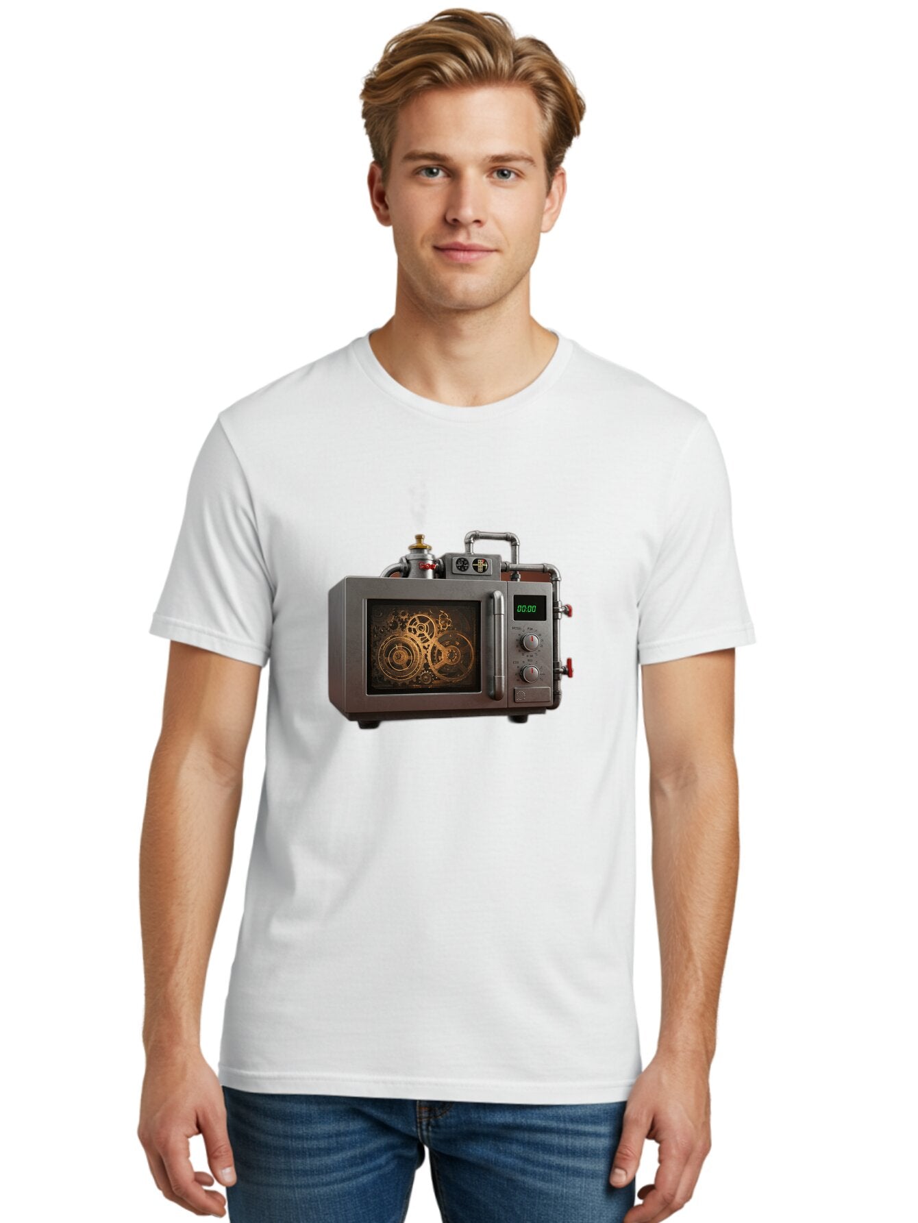 Steampunk-Microwave Men'S Graphic Tee, 100% Cotton, Comfortable Casual Summer Wear, Machine Washable, Vintage Camera, Old Camera, Antique Camera, Black Camera, Classic Photography, Photography Equipment, Nostalgic Device, Film Camera, Bao927 18