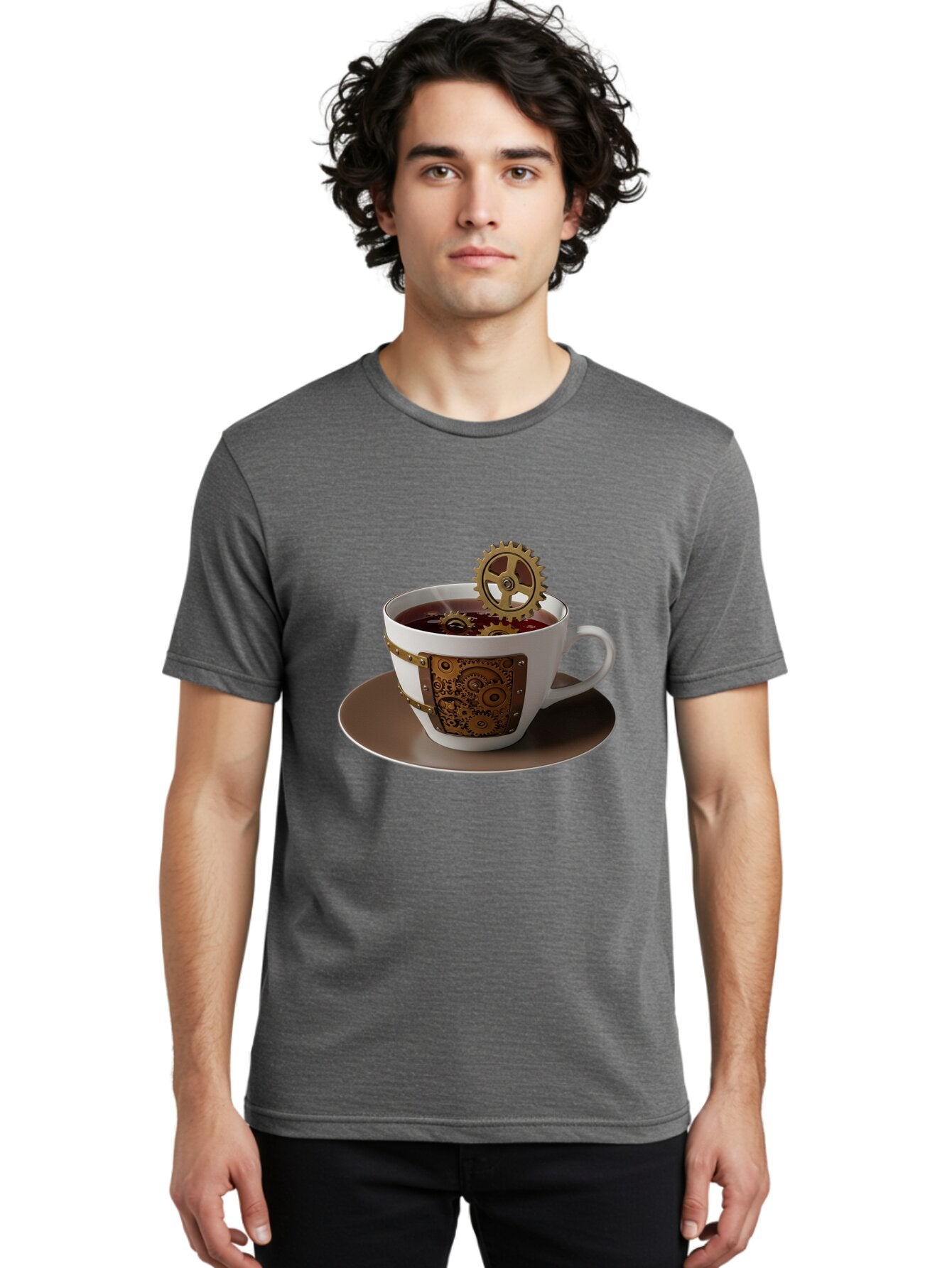 Steampunk-Tea-Cup Men'S Graphic Tee, 100% Cotton, Comfortable Casual Summer Wear, Machine Washable, Vintage Camera, Old Camera, Antique Camera, Black Camera, Classic Photography, Photography Equipment, Nostalgic Device, Film Camera, Camera Art Bao928 30